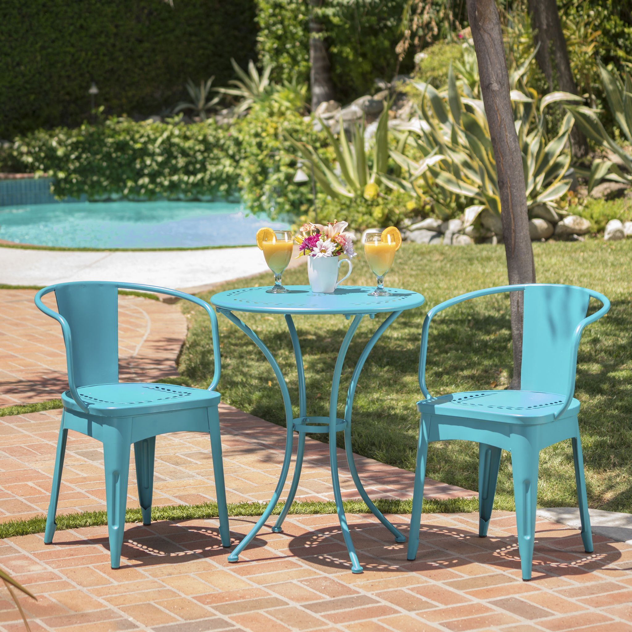 Lourdes - 3 Piece Metal Set - Teal