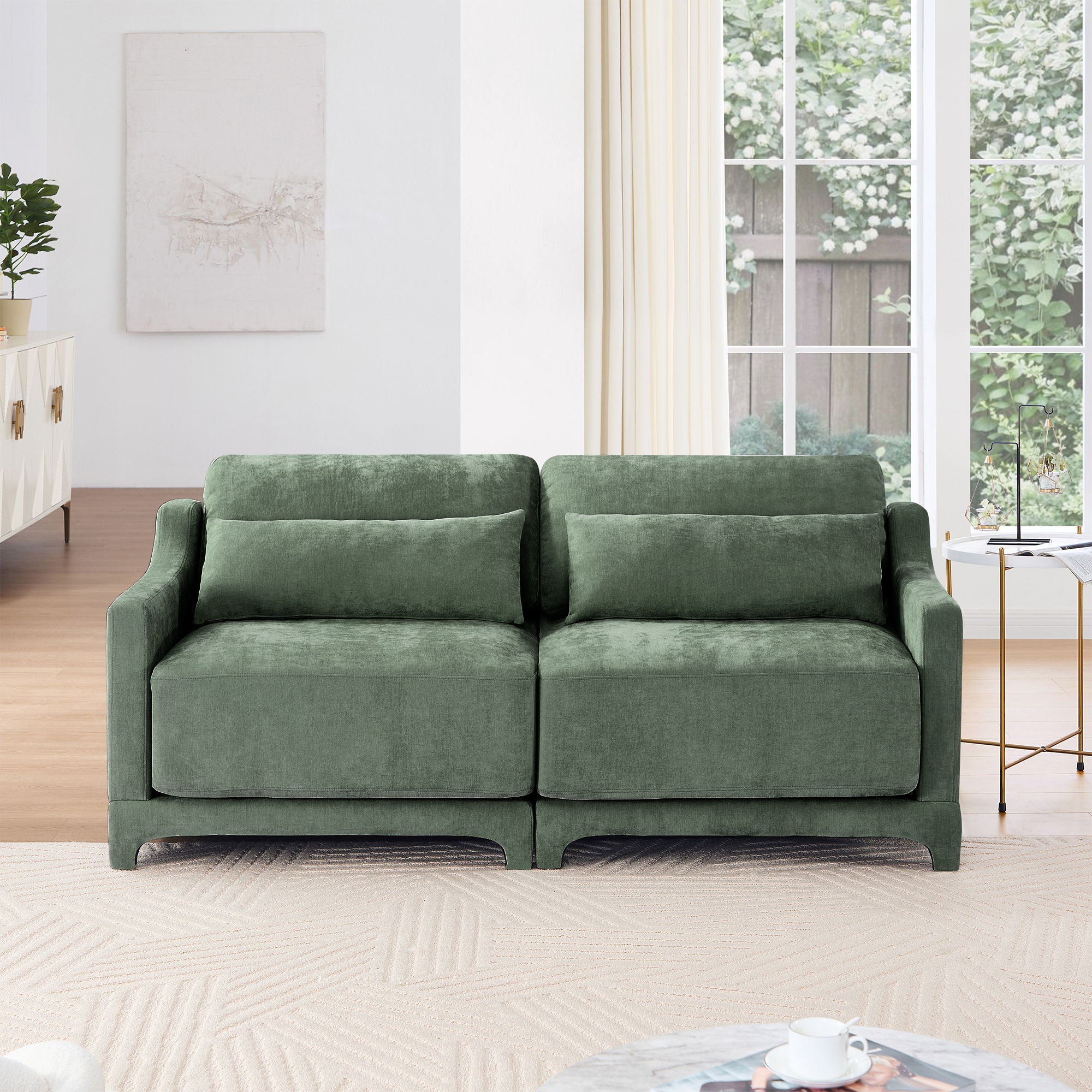 Elegant Sofa With Ergonomic Design And Lumbar Pillows