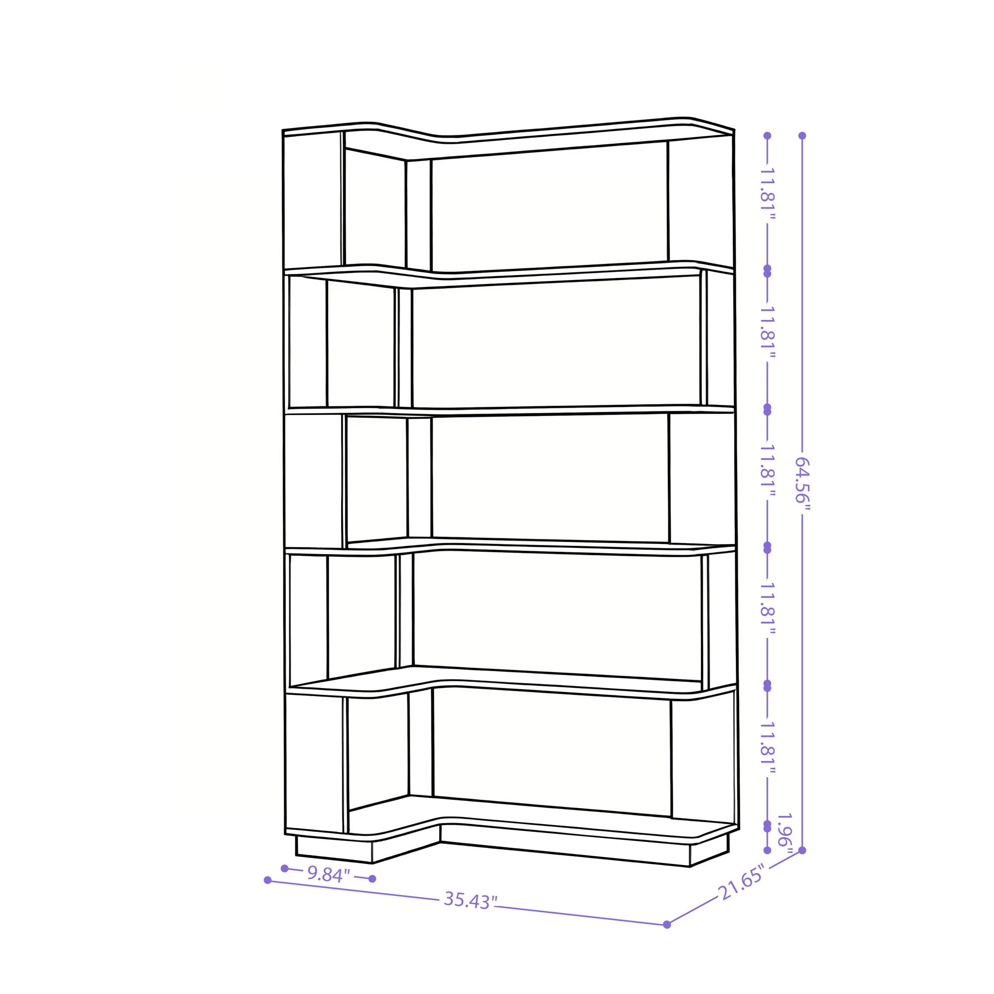 L-Shaped Design Corner Bookshelf