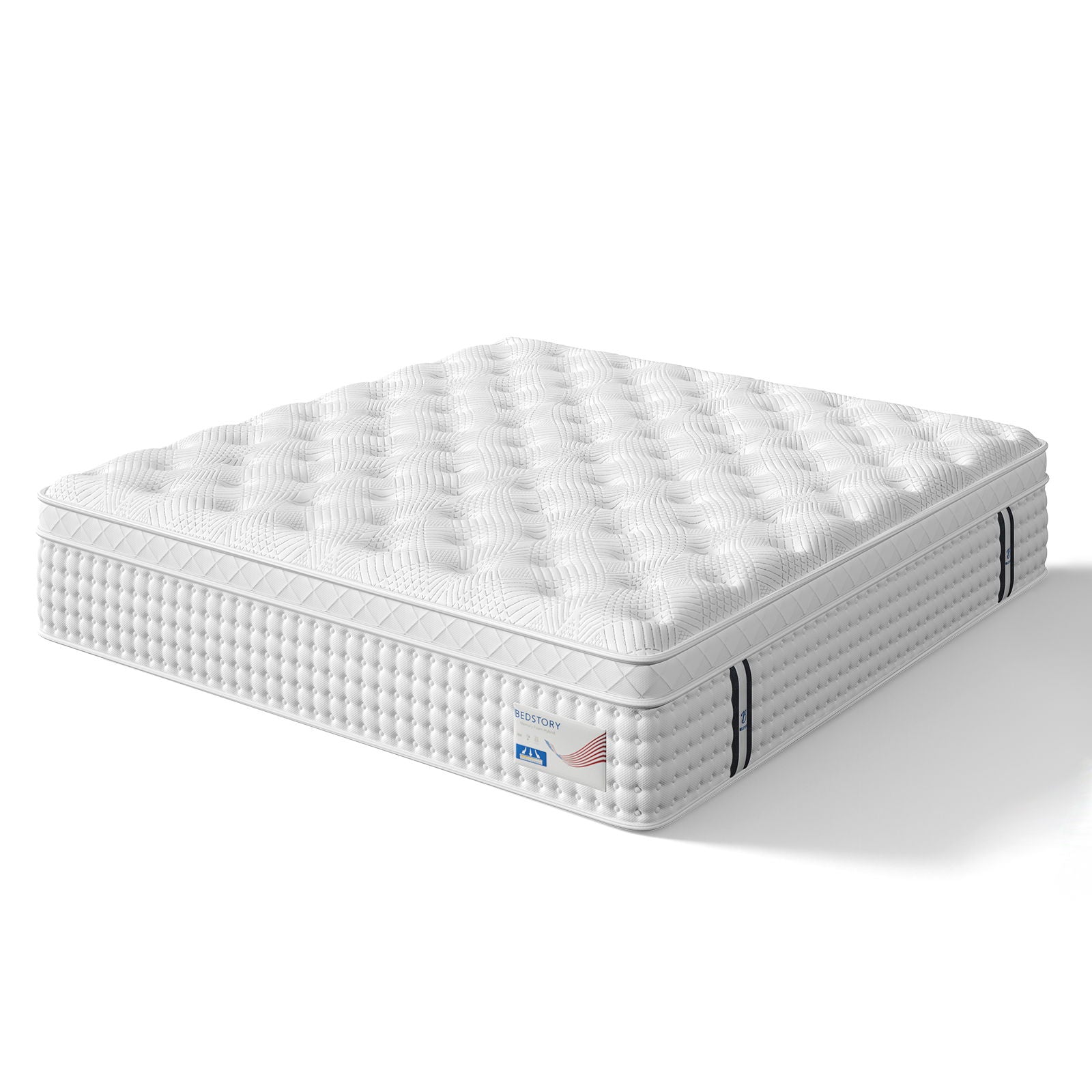 14" King Hybrid Mattress, Memory Foam & Pocket Spring Bed, Medium Firm Comfort, Spine Support, Quiet & Breathable - White