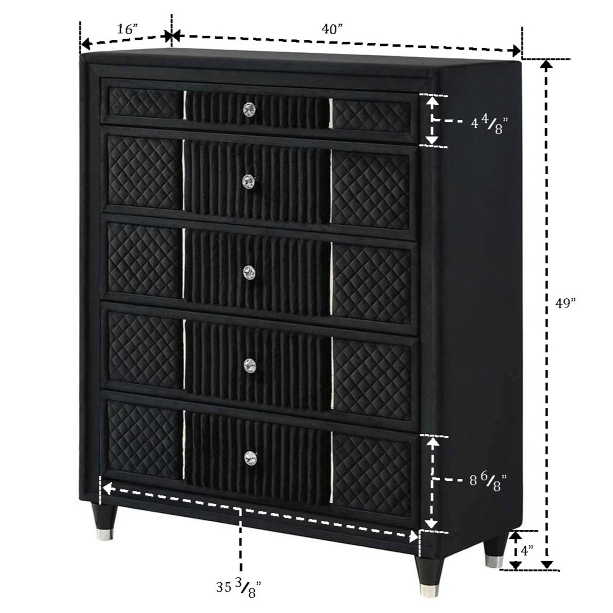 1 Piece Tall Chest Upholstery Textured - Black