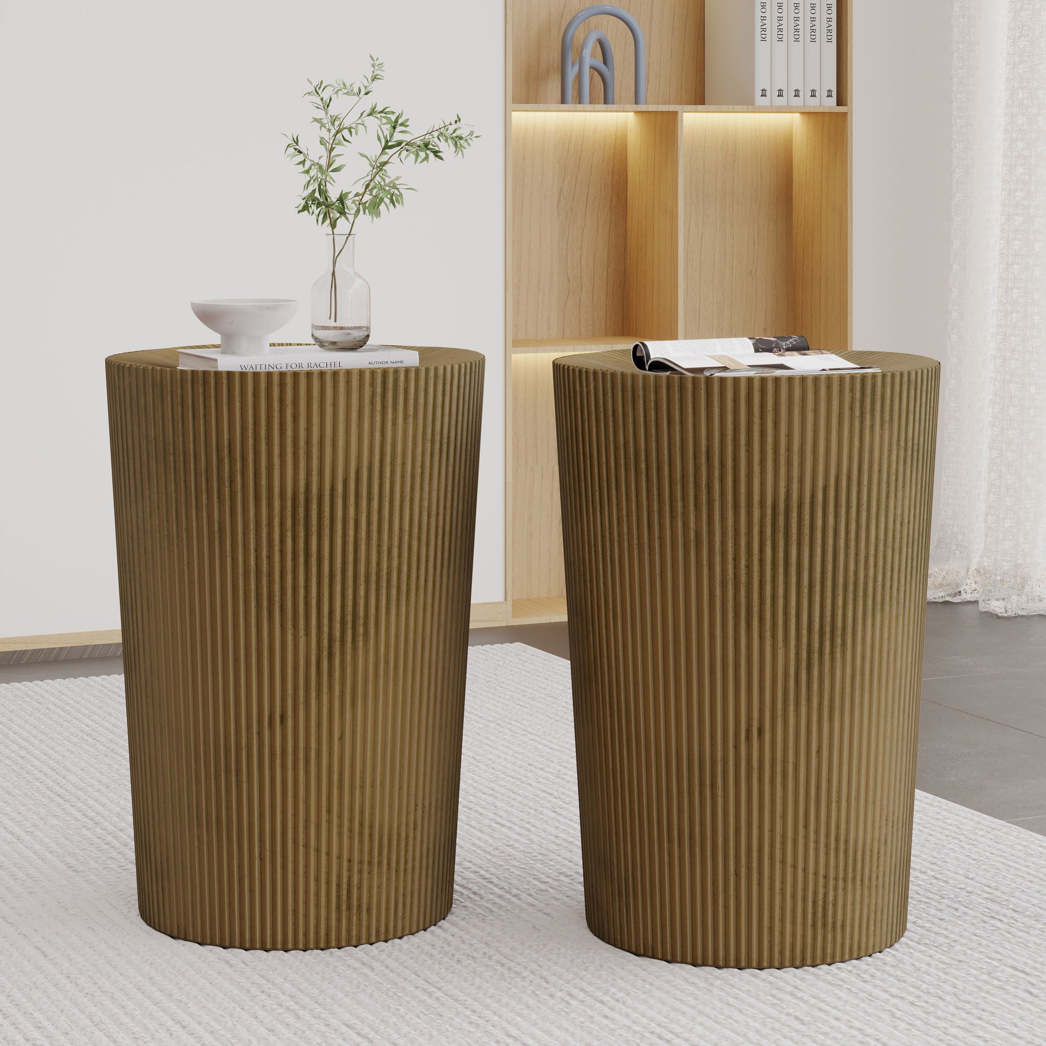 Langseth - Iron Sunburst Side Tables (Set of 2) Modern Design - Gold