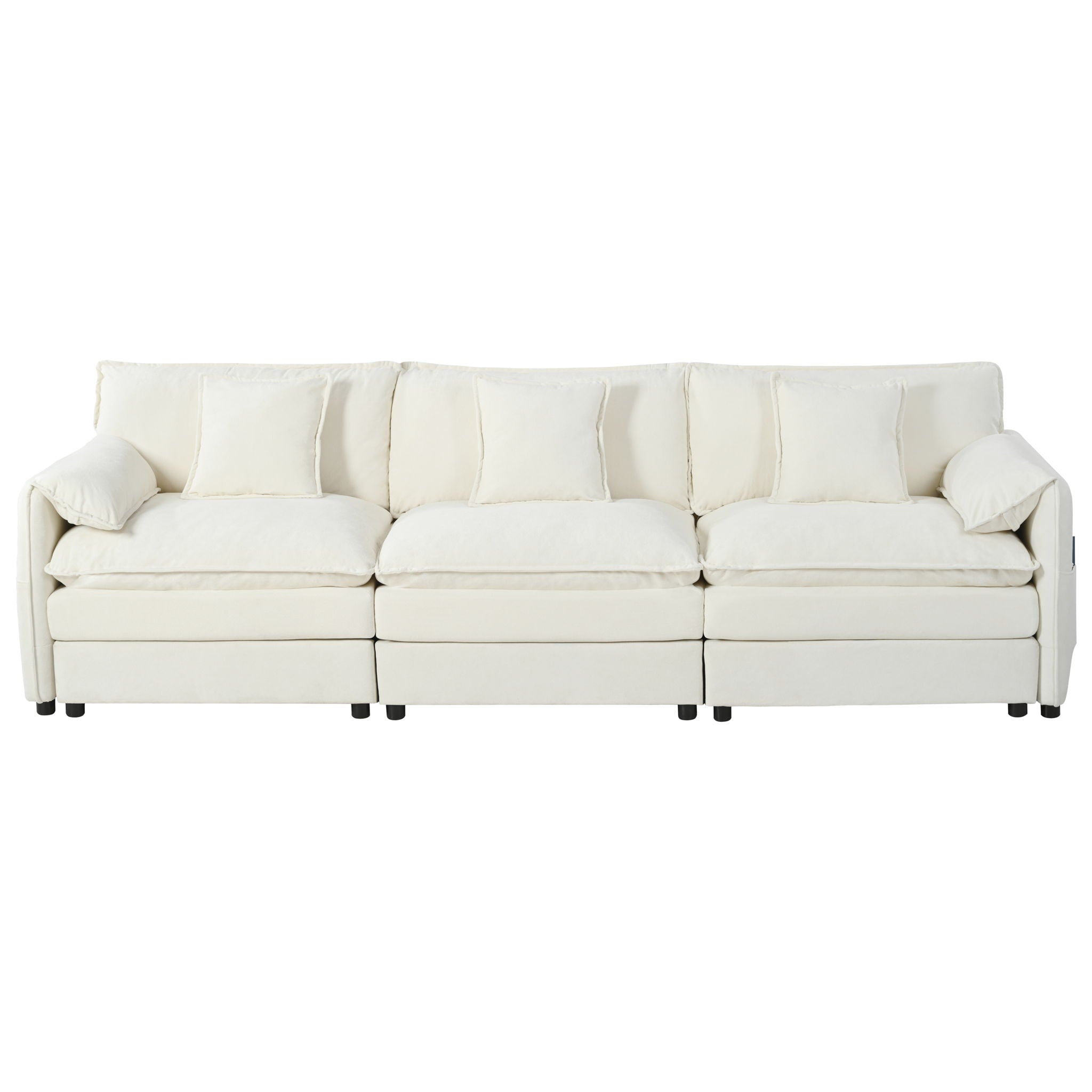 Modern Chenille Oversized Deep Seat Sectional Sofa With Pillows