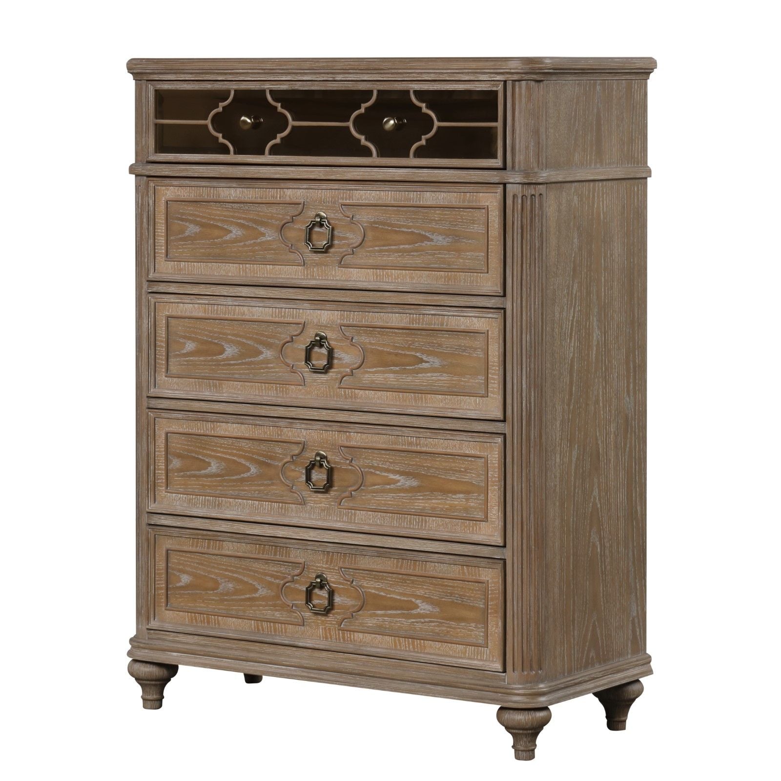 1 Piece Chest, Back Dovetail Drawers, Bedroom Furniture - Oak / Rustic
