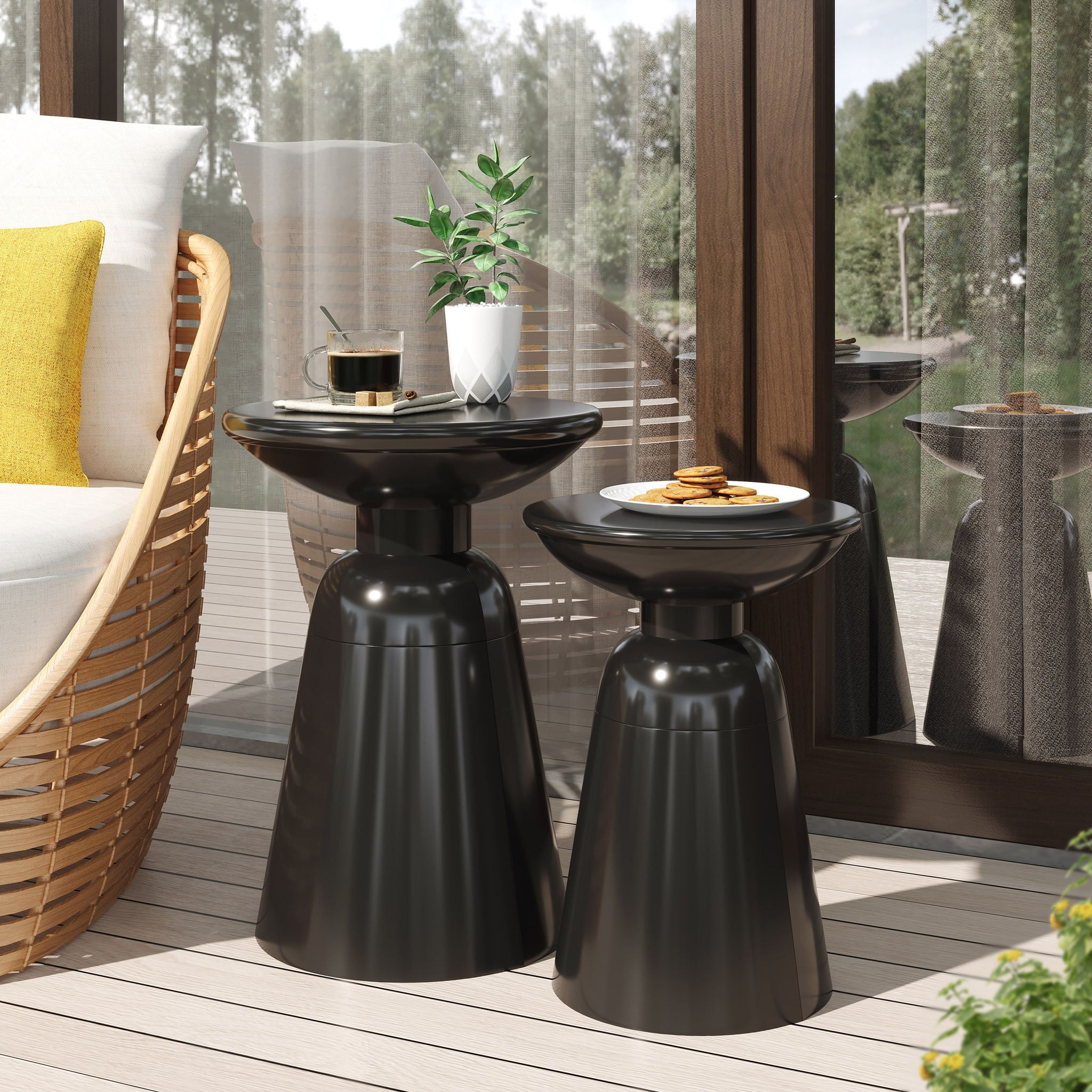 Serenita - Outdoor Side Tables With Flared Design (Set of 2)