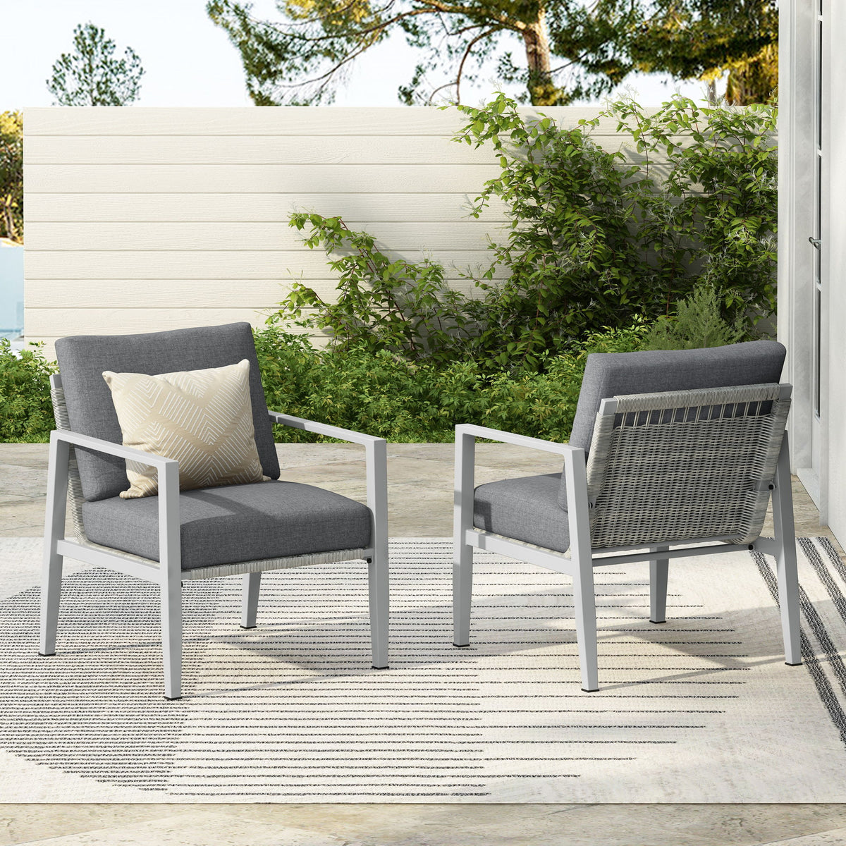 Modern Lounge Chair With Rope Accents And Cushions