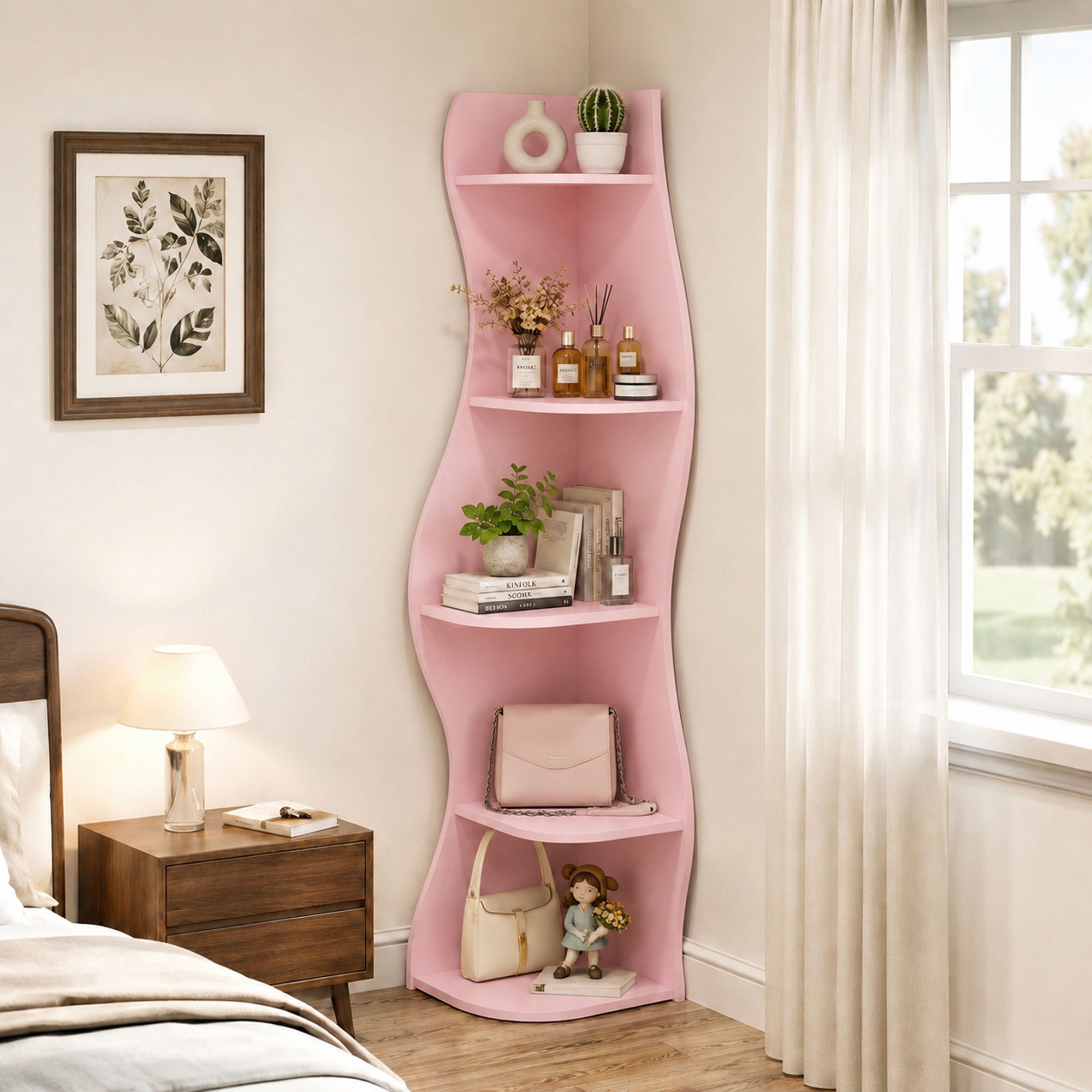 5 Tier S - Shaped Corner Shelf For Living Room