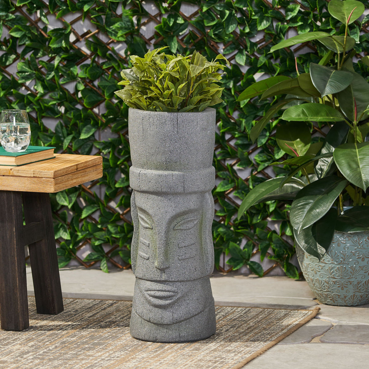 Classic Flower Planter With Magnesium Oxide Material - Stone Gray