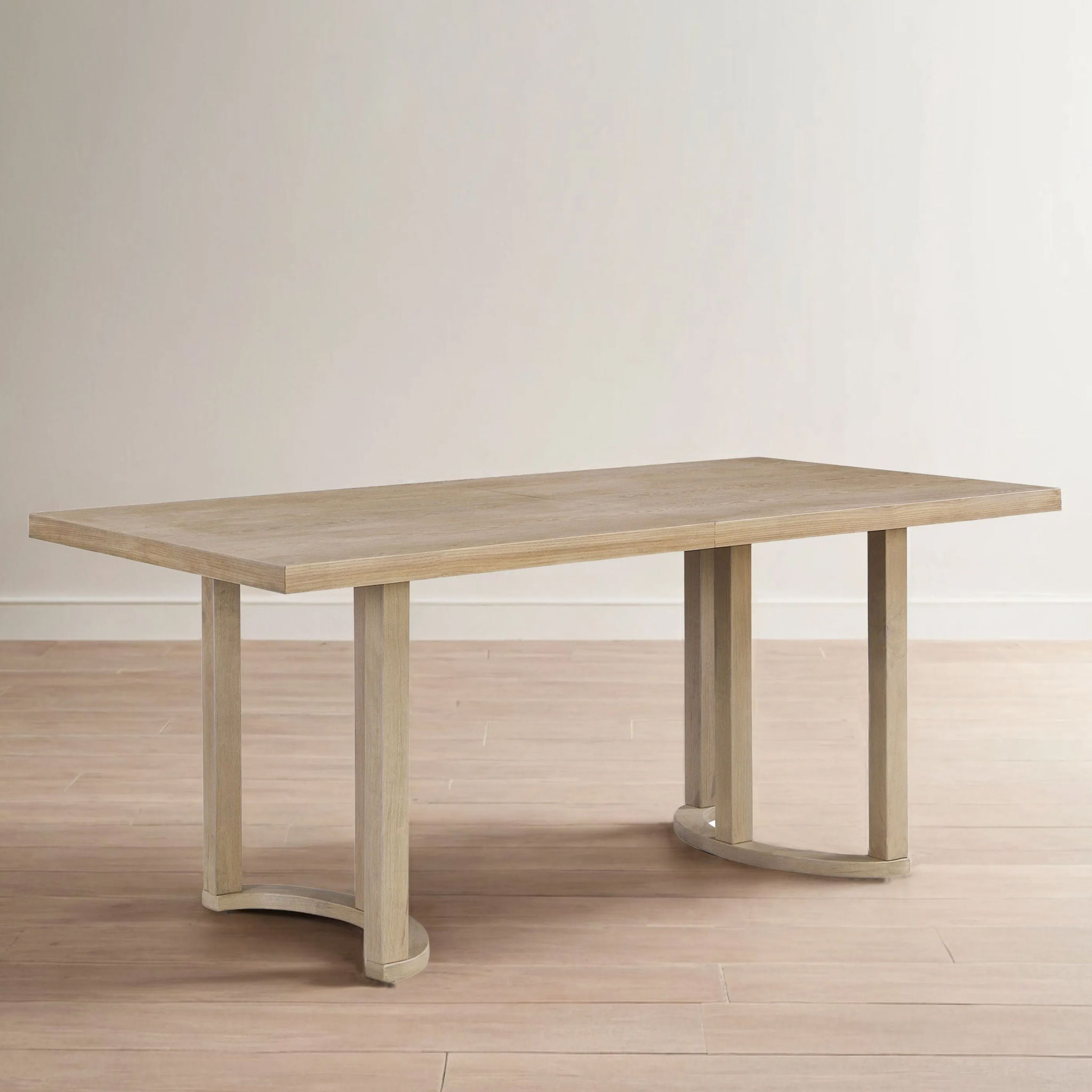Contemporary 69 Inches Dining Table With U Shaped Trestle Base - Light Ash