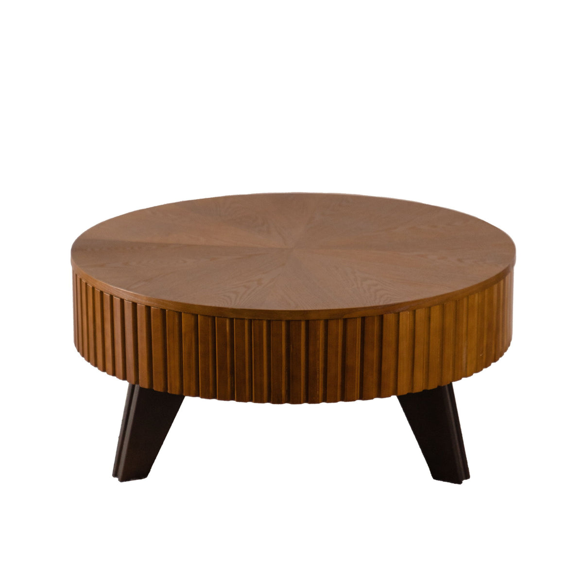 Round Retro Coffee With Solid Wood Legs