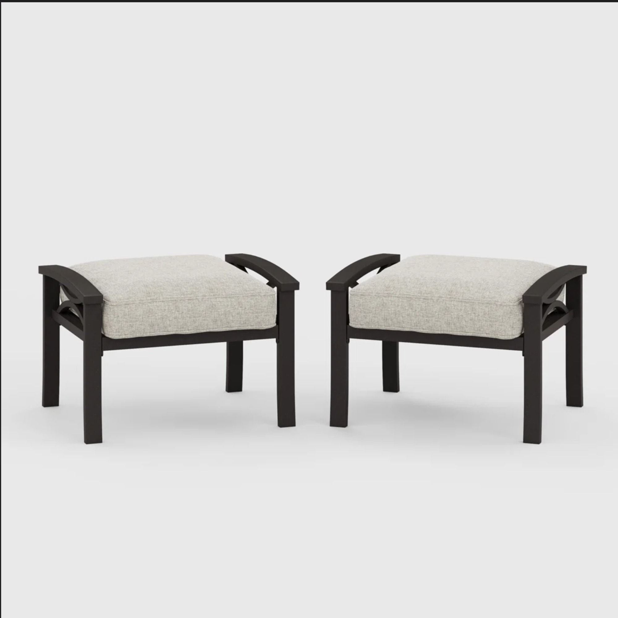 Modern All-Weather Ottomans With Cushions (Set of 2)