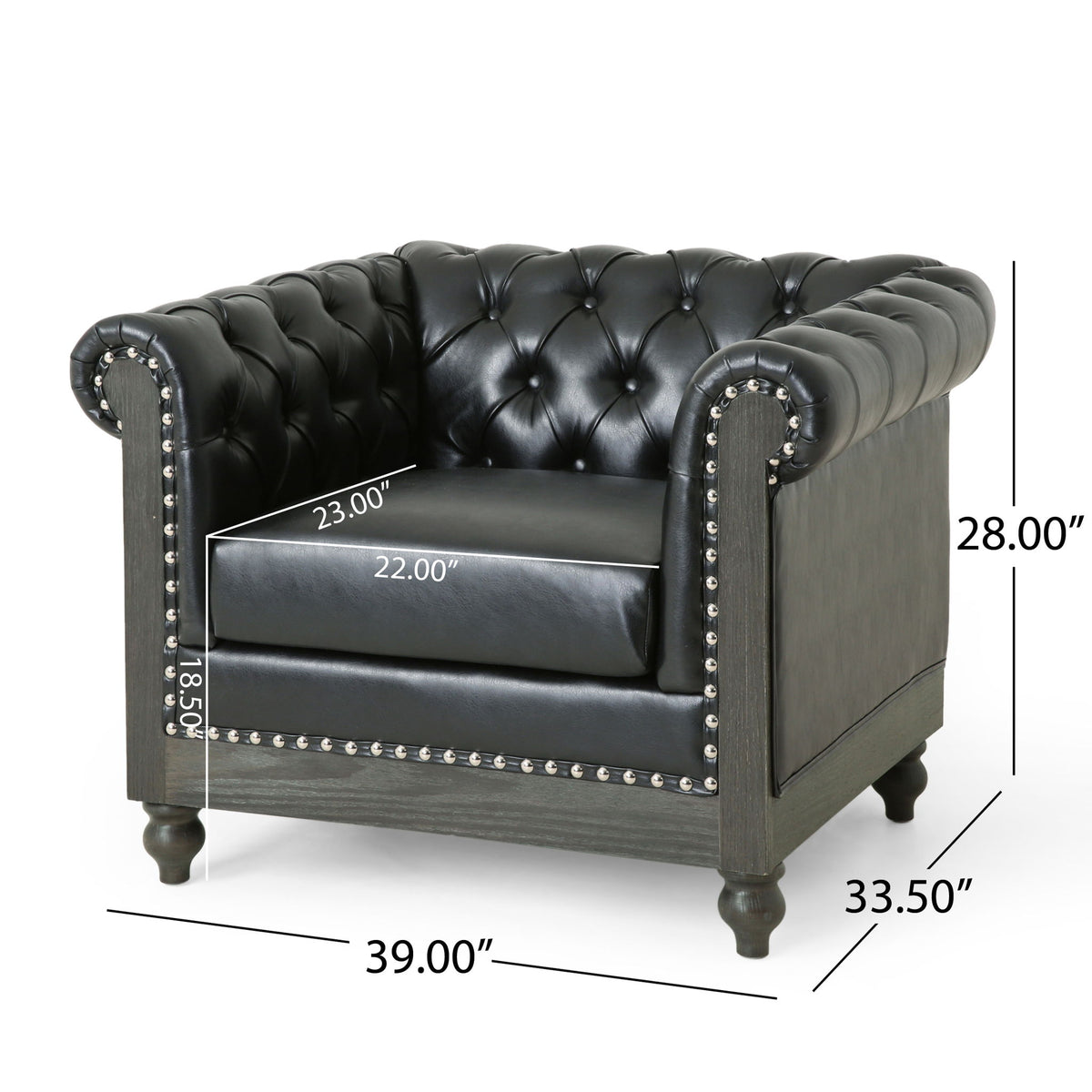 Luminex - Tufted Upholstered Club Chair With Nailhead Accents And Scrolled Tuxedo Arms