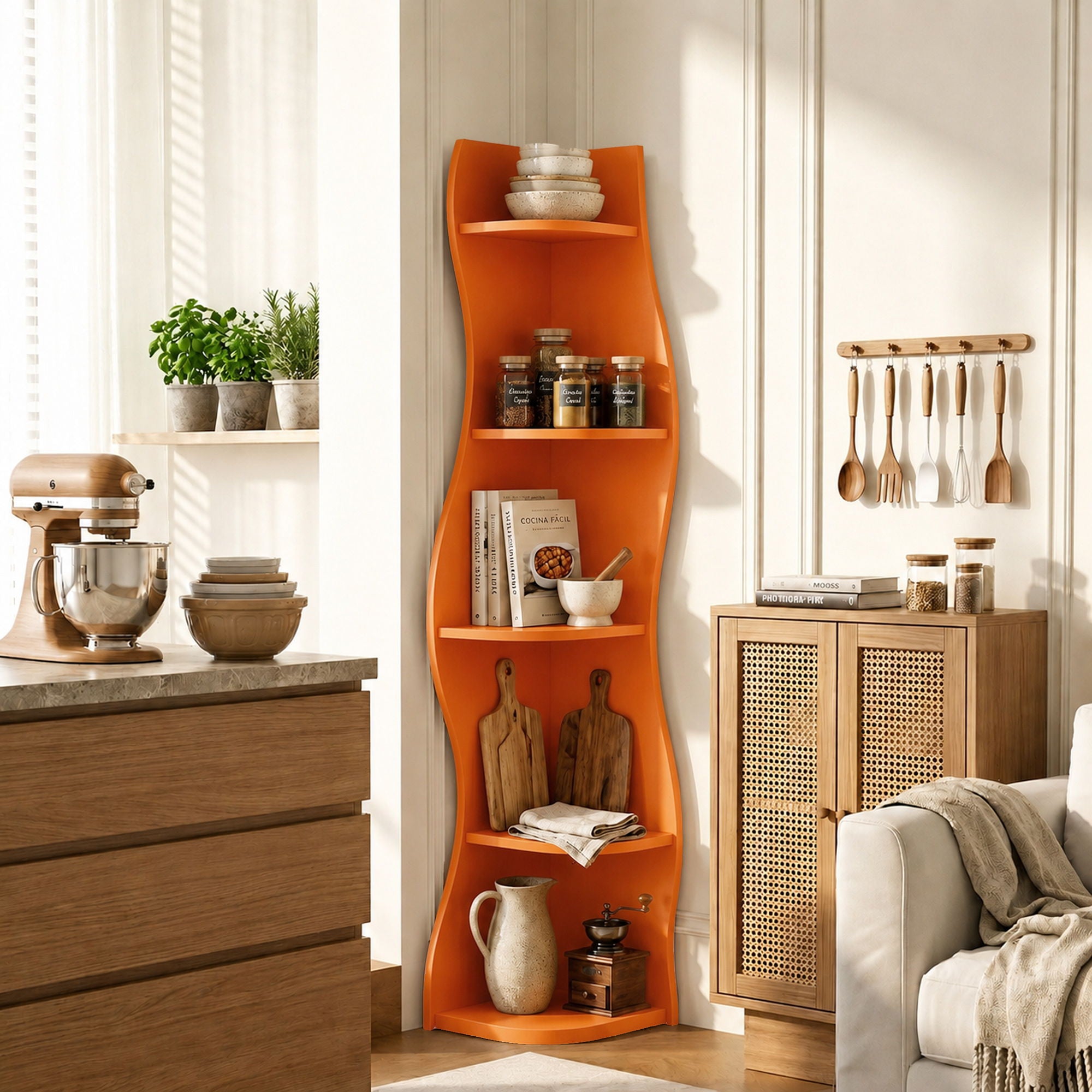 5 Tier S - Shaped Corner Shelf For Living Room
