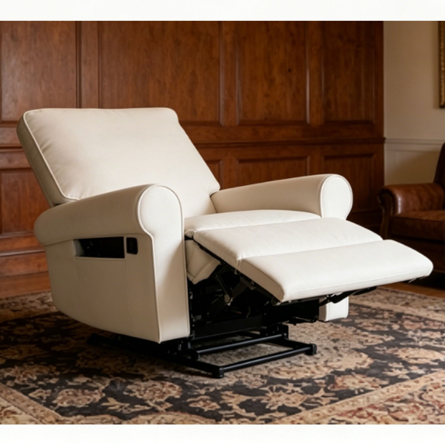 Manual Button Armchair Sofa With 360 Degree Rotation - White