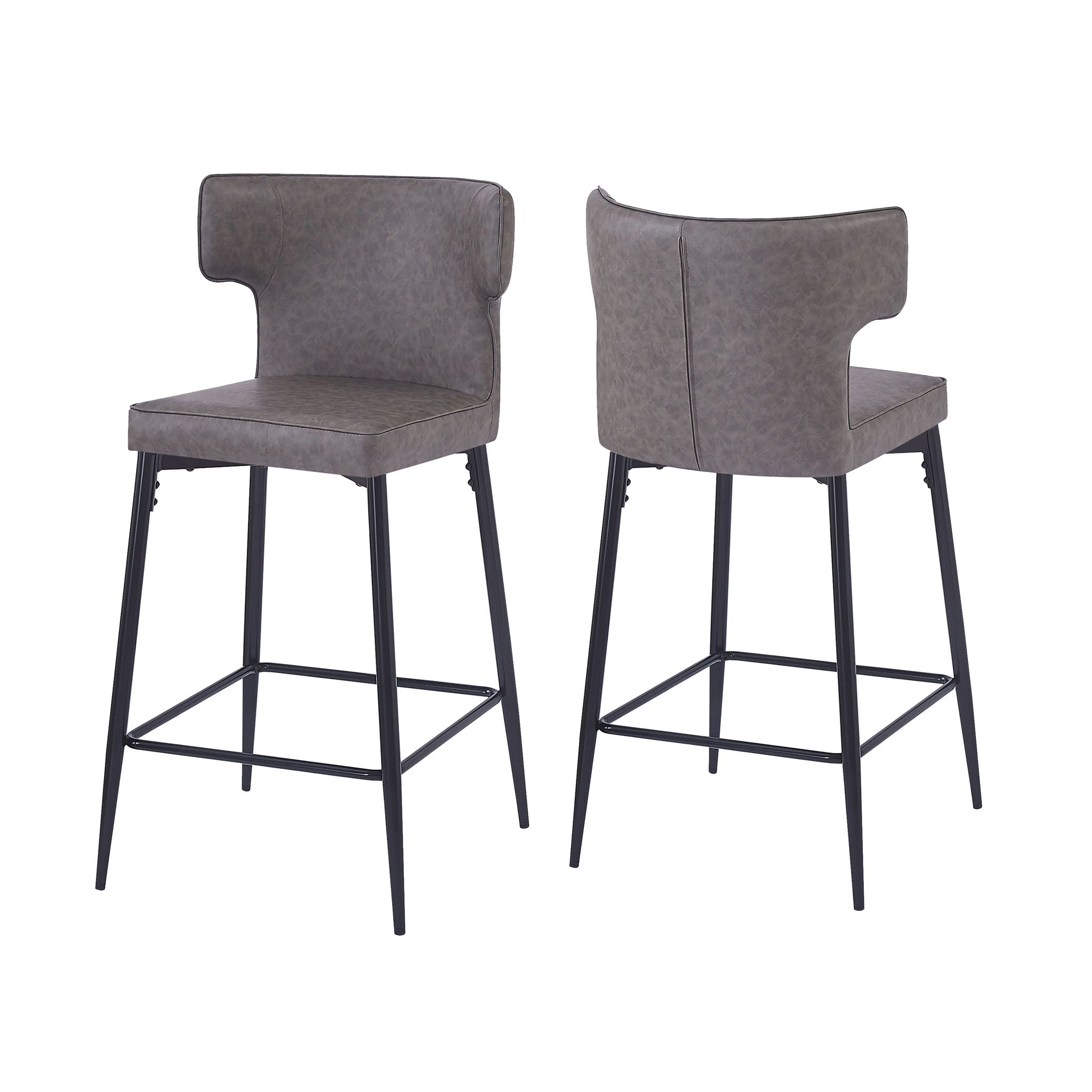 Modern Bar Stools With Upholstery And Metal Footrest (Set of 2)