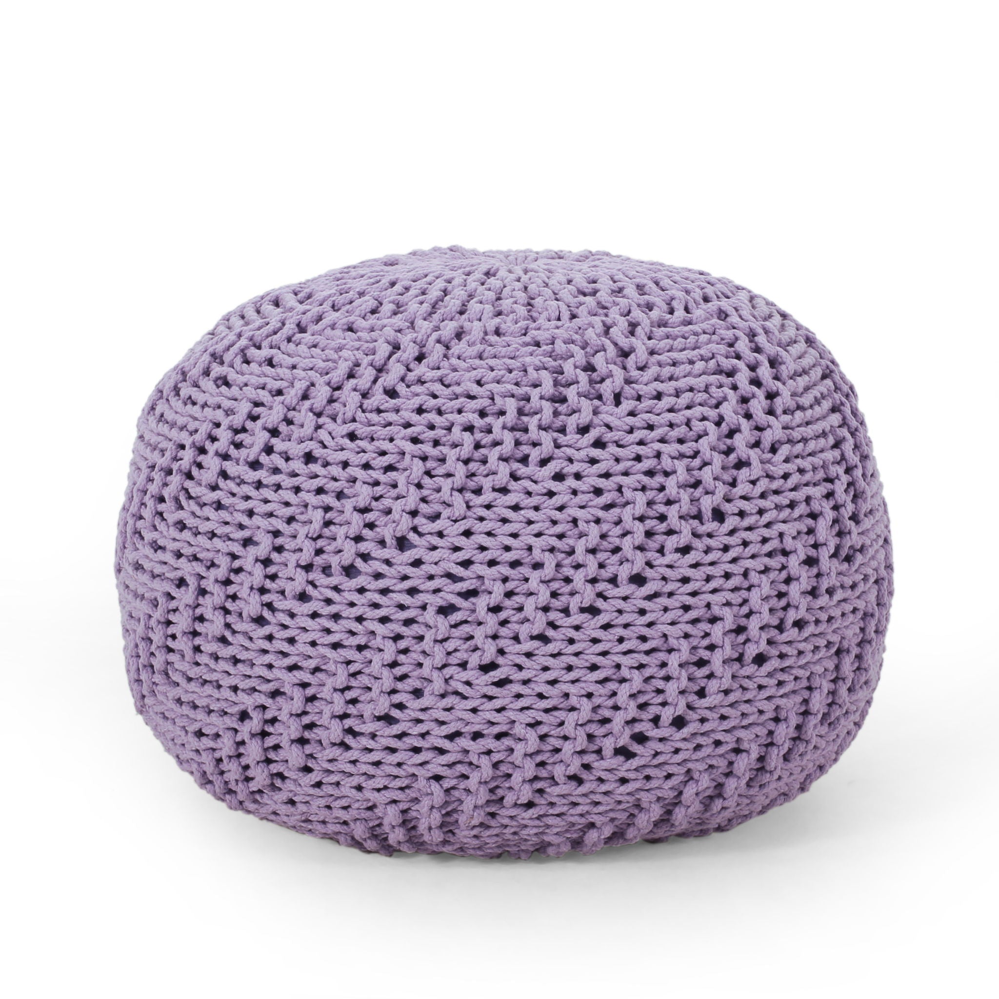 Bordeaux - Knitted Cotton Round Pouf Ottoman