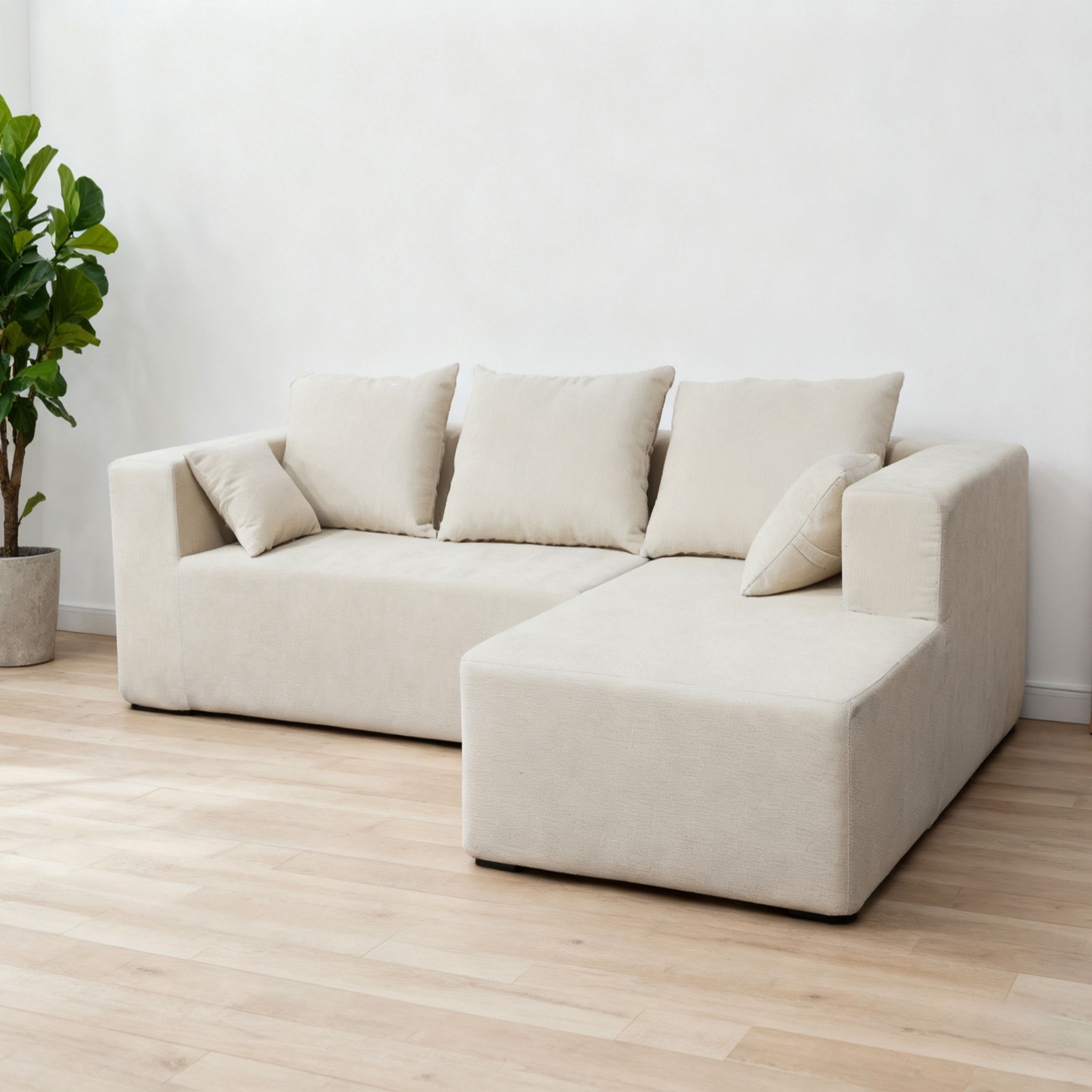Modular Corner Sofa With Soft Linen Fabric