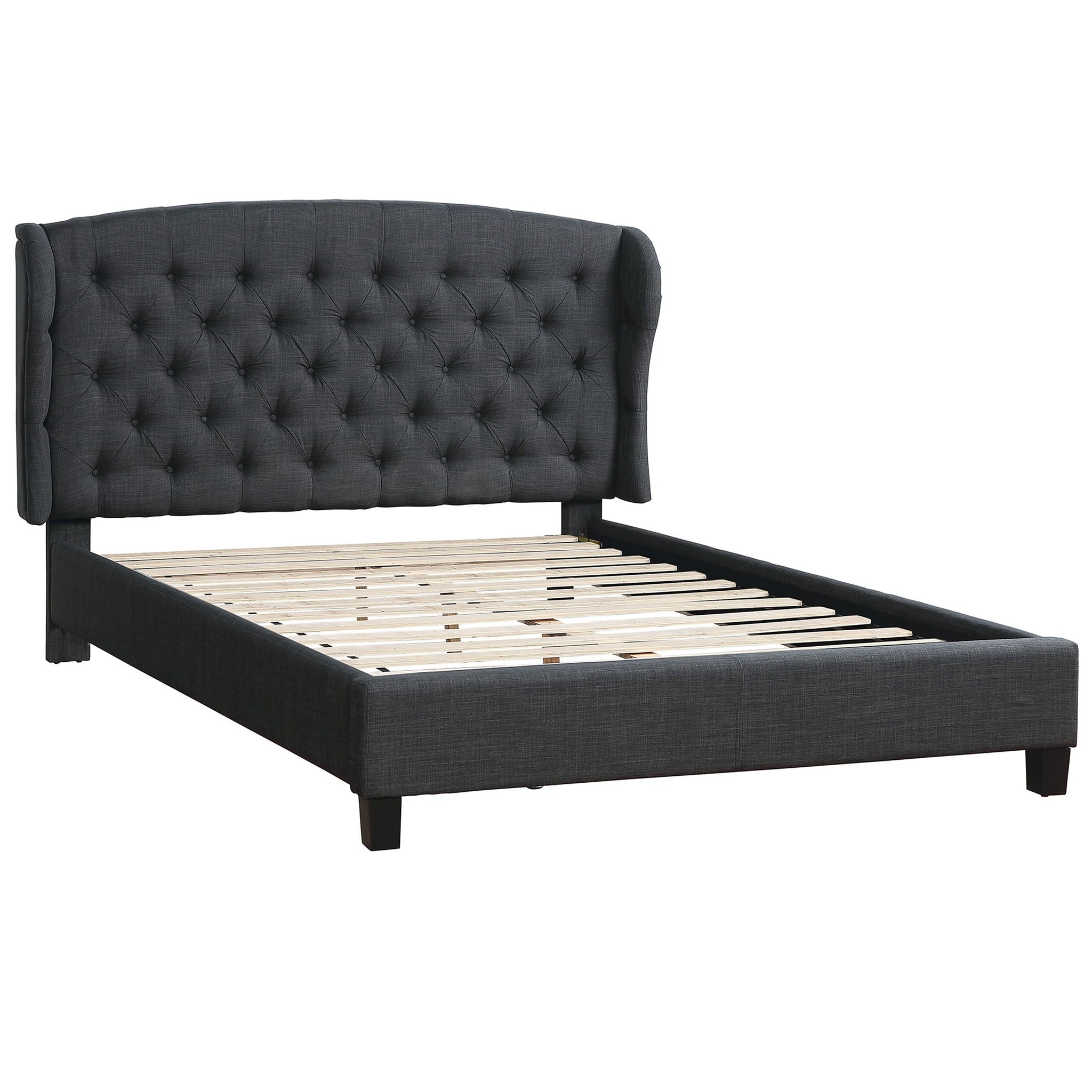 Bed With Adjustable Button Tufted Headboard