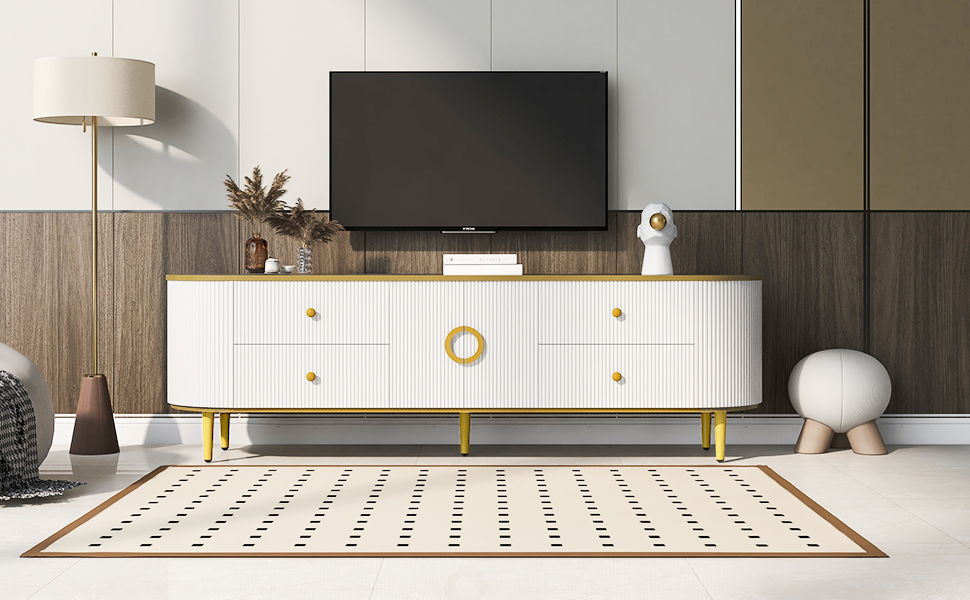 Modern TV Stand With 4 Drawers And 1 Cabinet