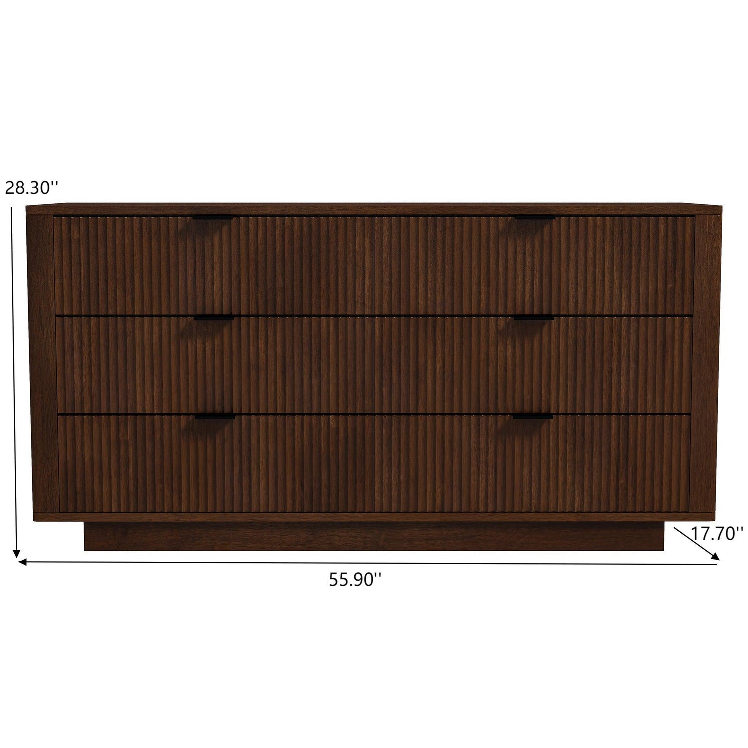 Lola - Mid-Century Modern Dresser With 6 Drawers - Dark Brown