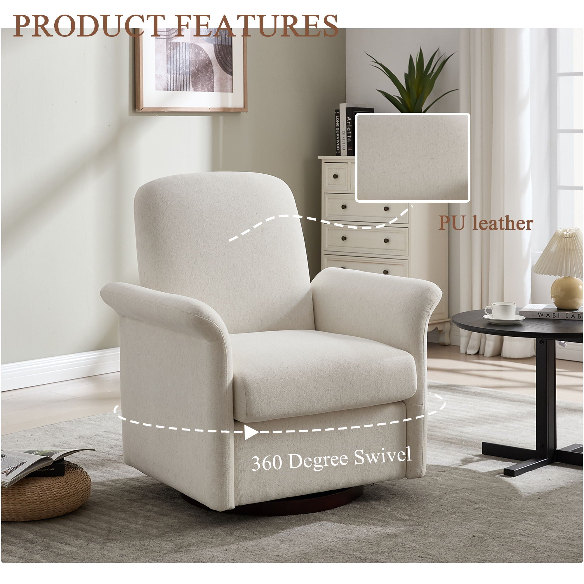 Modern Swivel Barrel Accent Chair With Base