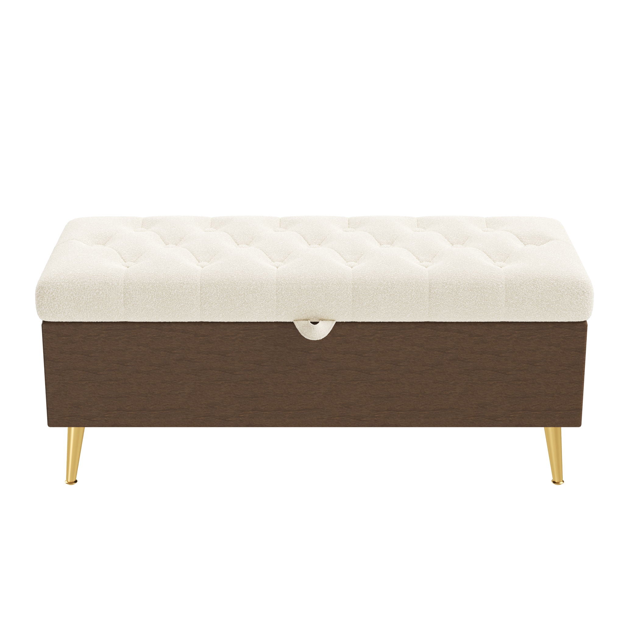 Modern Tufted Storage Ottoman Bench With Metal Legs