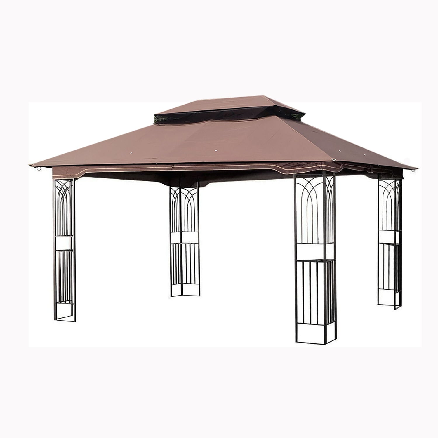 13 0 Outdoor Patio Gazebo Canopy Tent With Ventilated Double Roof And Mosquito Net (Detachable Mesh Screen On All Sides) Suitable For Lawn Garden Backyard And Deck Top - Brown