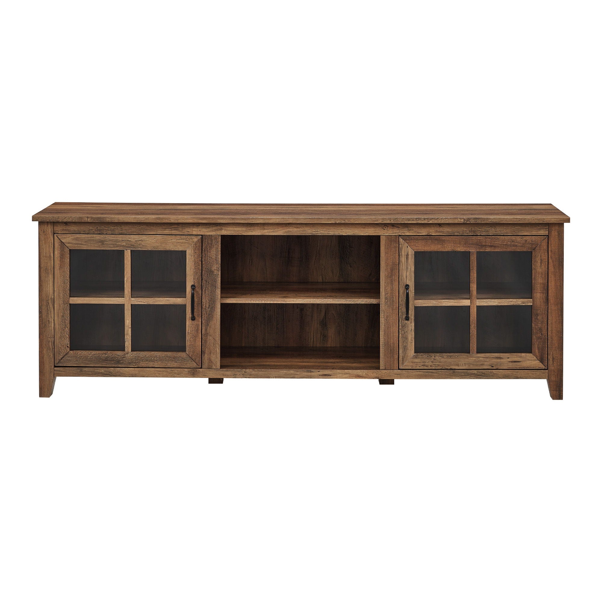 Modern Farmhouse 2 Door Glass Windowpane 70" TV Stand For 80" TVs