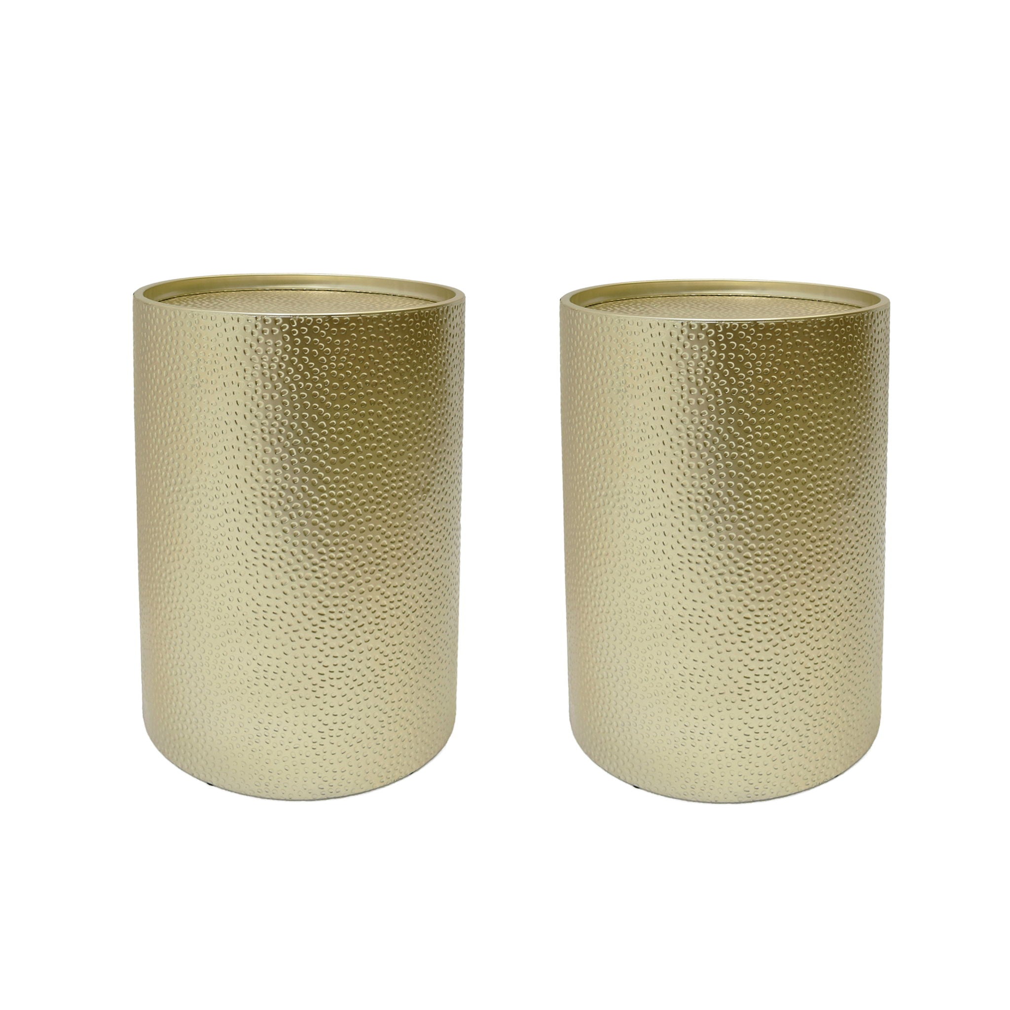 Modern Round Accent Table With Hammered Surface