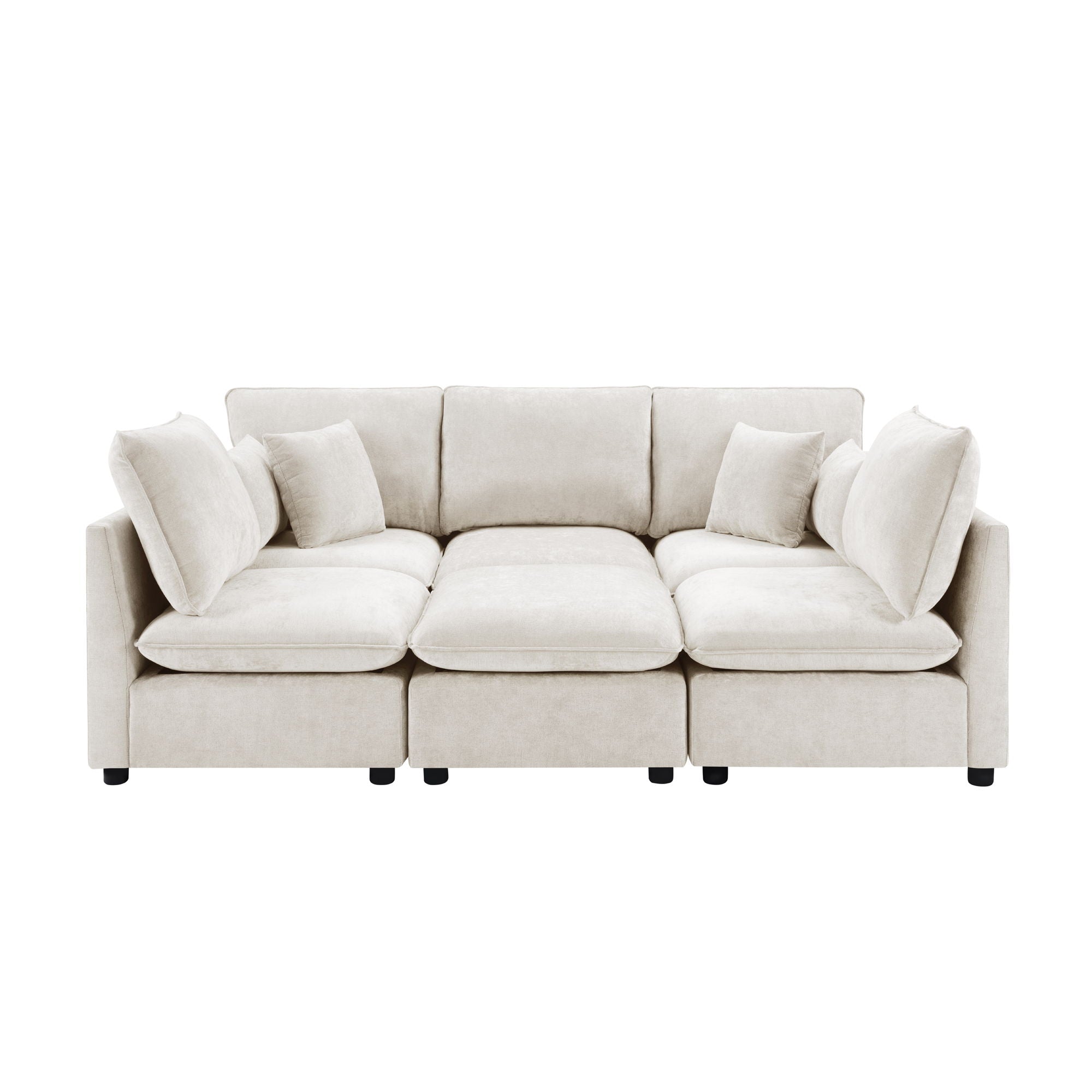 Modern Sectional Sofa U-Shaped With Movable Ottoman Storage Armrests And USB Ports