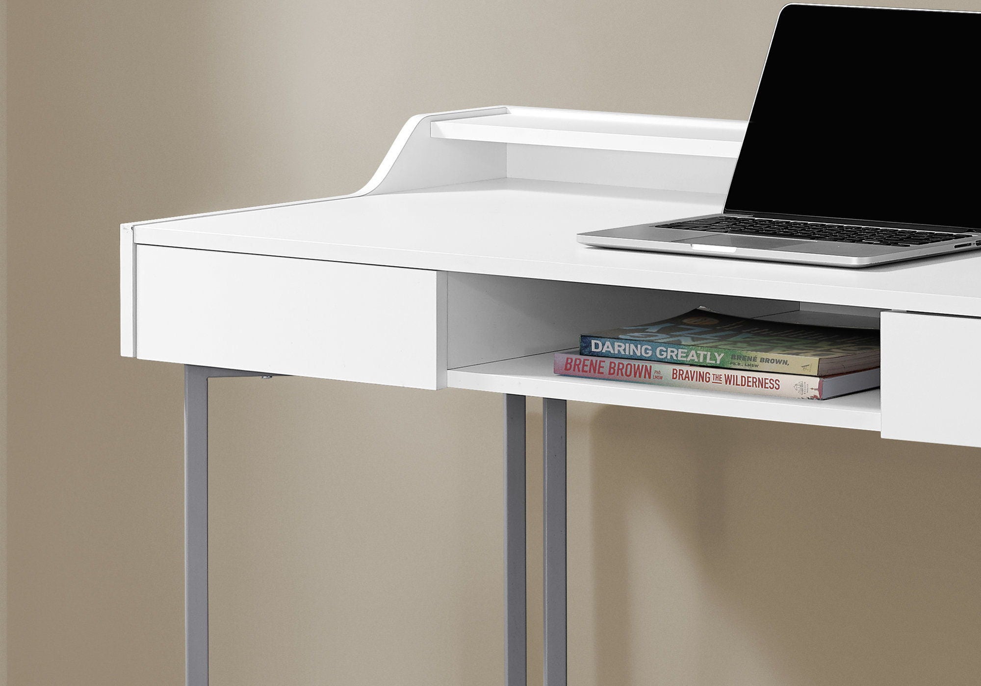 Computer Desk For Home Office, Storage Drawers, Versatile Placement - White