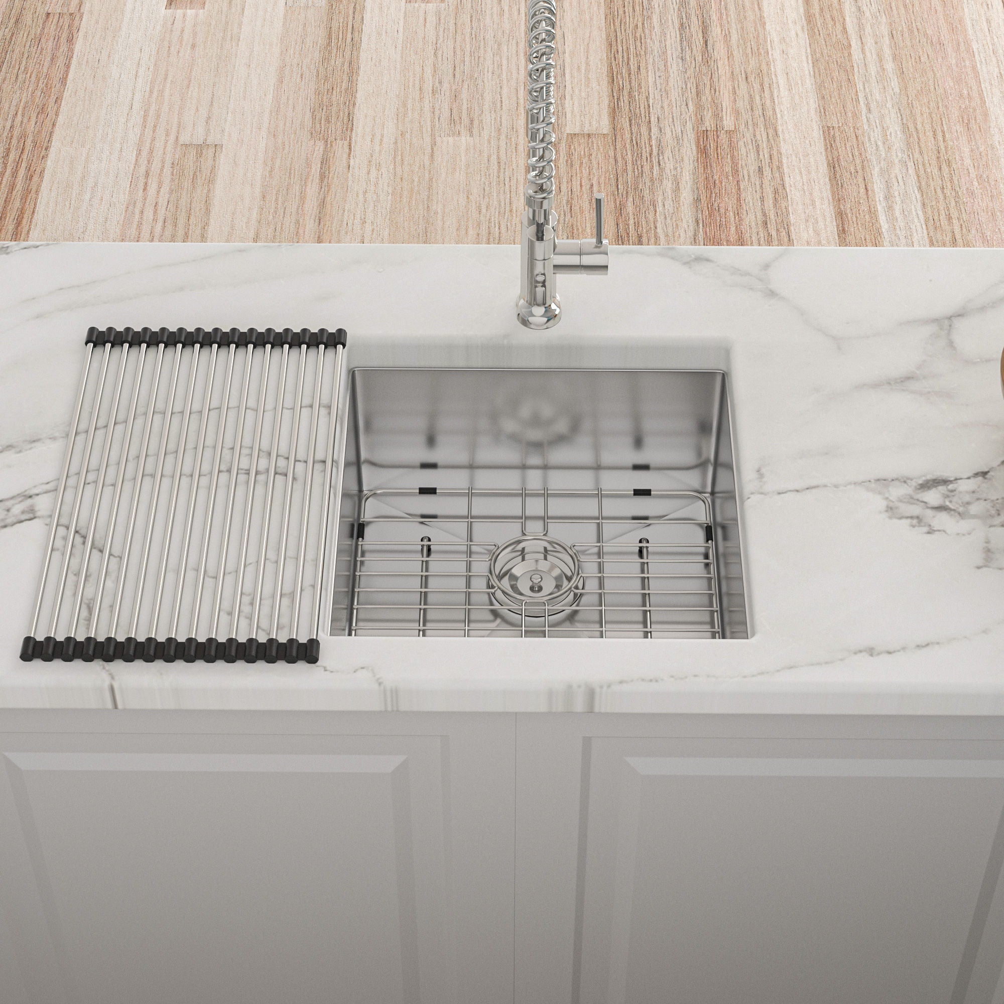 Modern Undermount Stainless Steel Kitchen Sink 16 Gauge, Deep Single Bowl