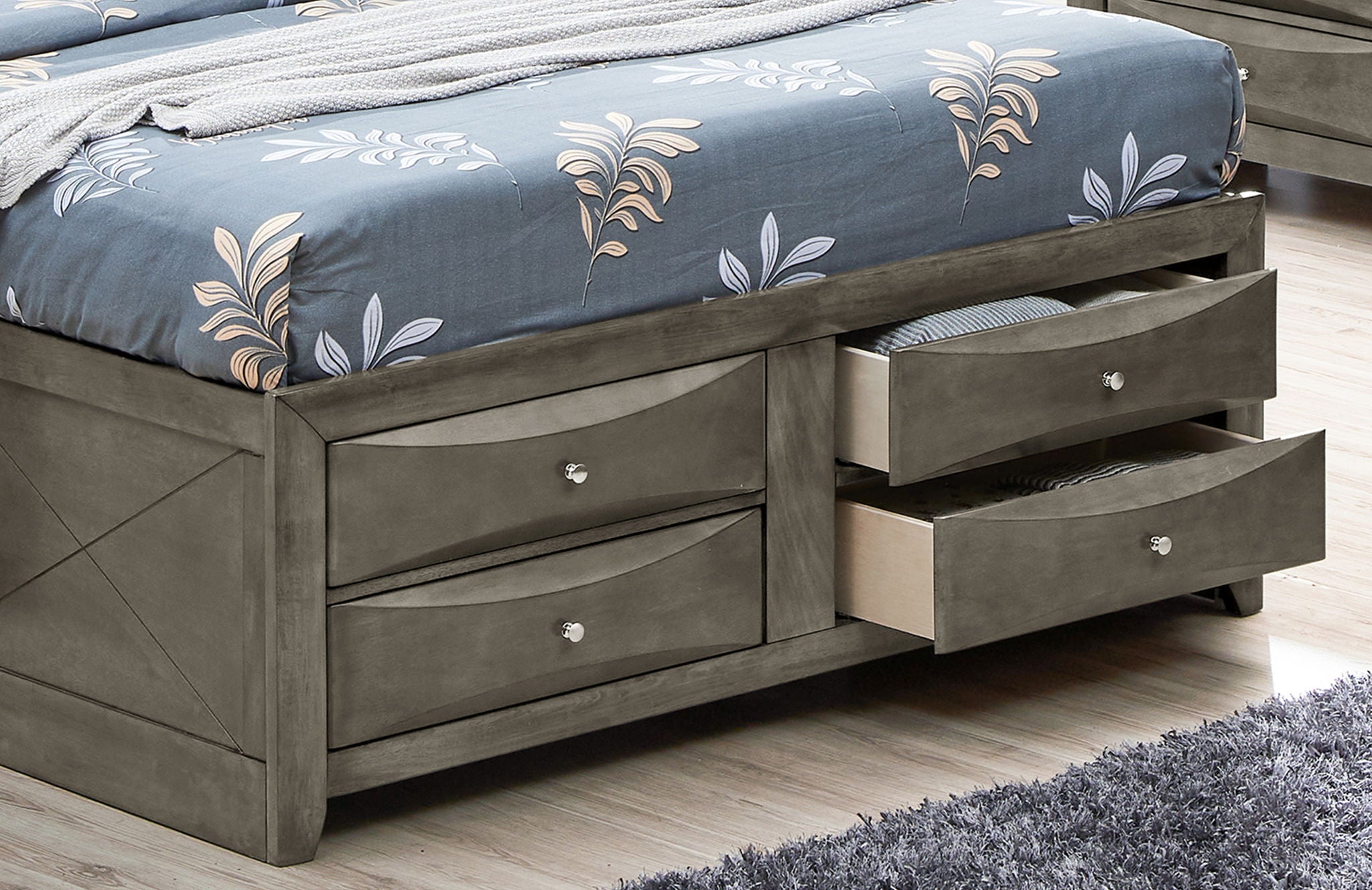 Modern Design Storage Bed With Bookcase Headboard