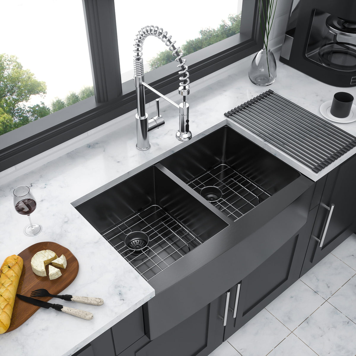 Double Bowl Farmhouse Sink / Stainless Steel Apron Front