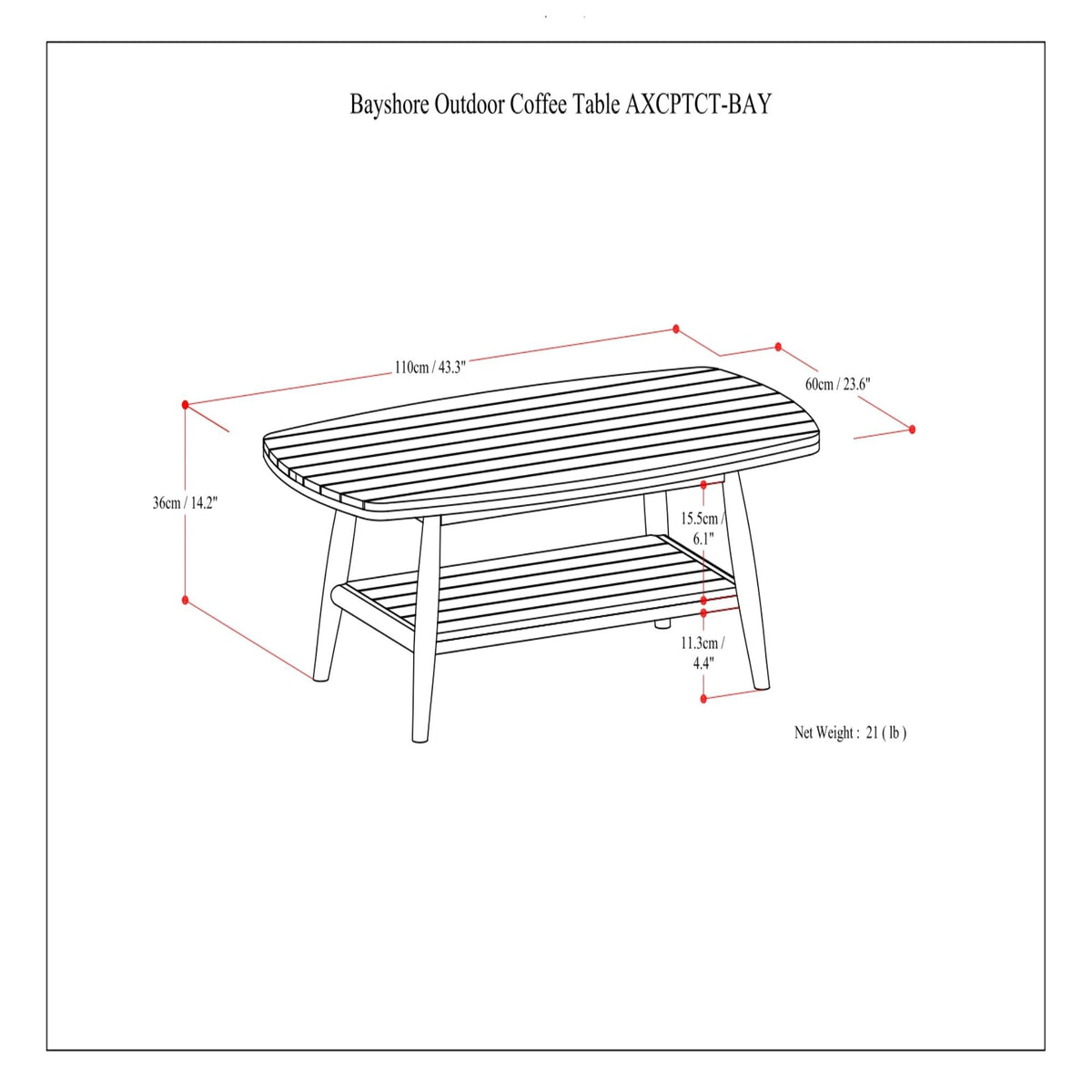 Bayshore - Outdoor Coffee Table - Light Teak