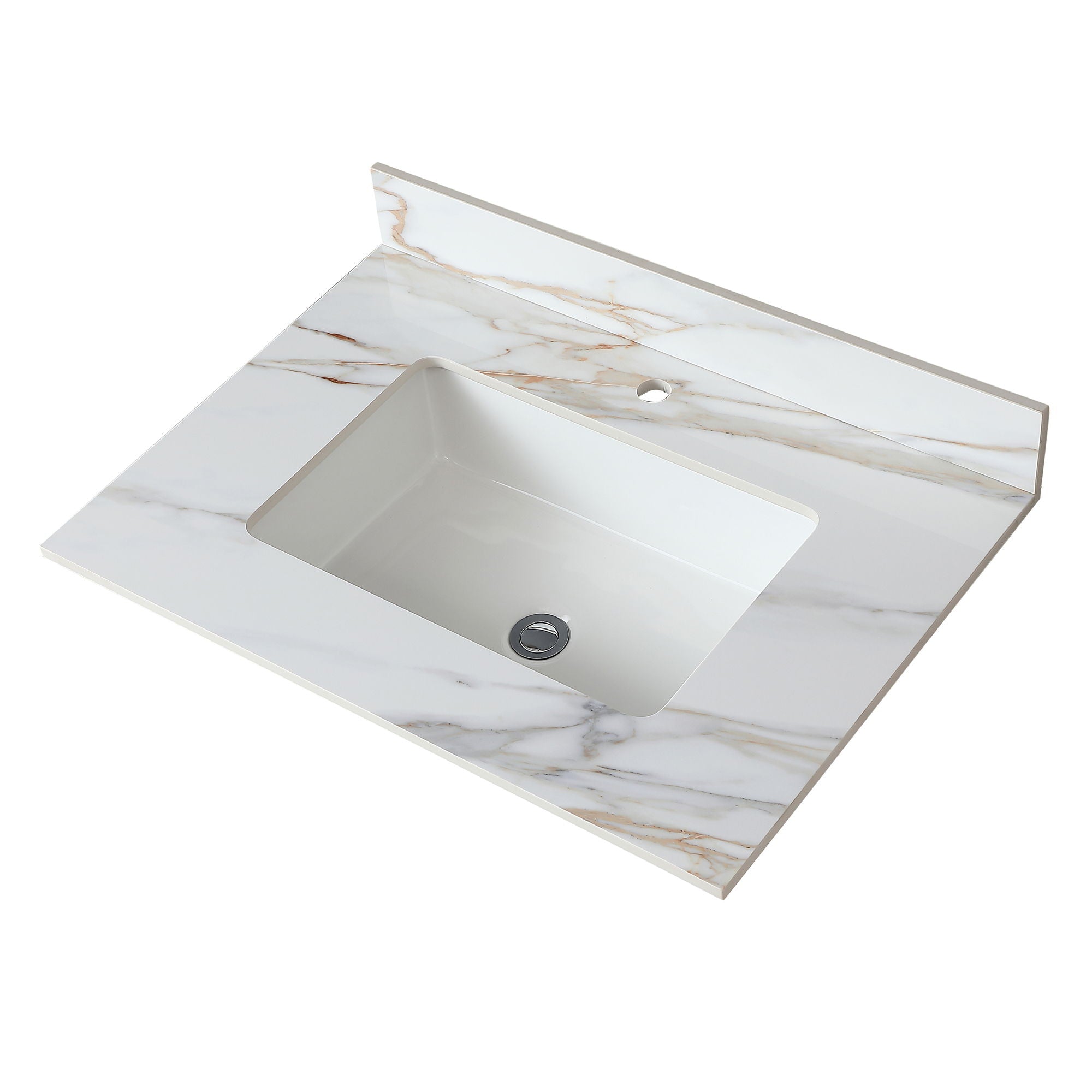 Elegant Vanity Top With Undermount Sink And Backsplash, Sintered Stone
