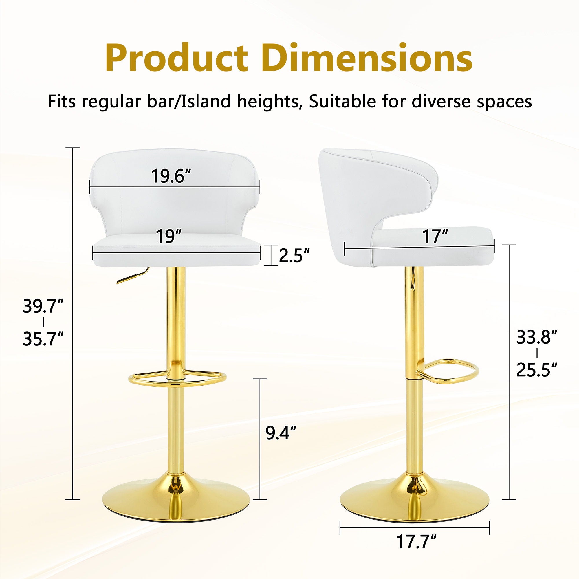 Adjustable Swivel Bar Chair With High Back Support