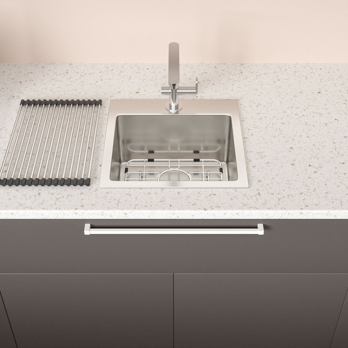 Stainless Steel Drop In Kitchen Sink 15" Topmount 16 Gauge - Gunmetal Black
