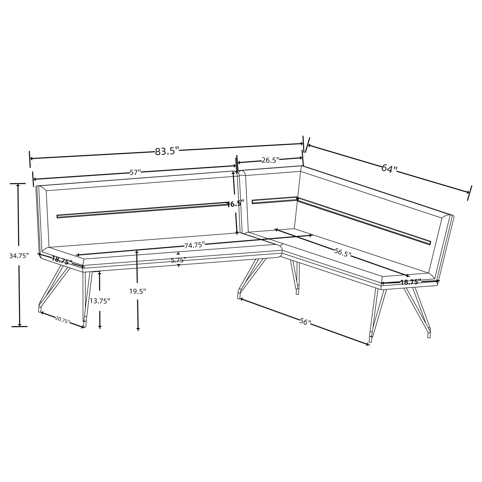 Ledger - L-Shaped Dining Bench