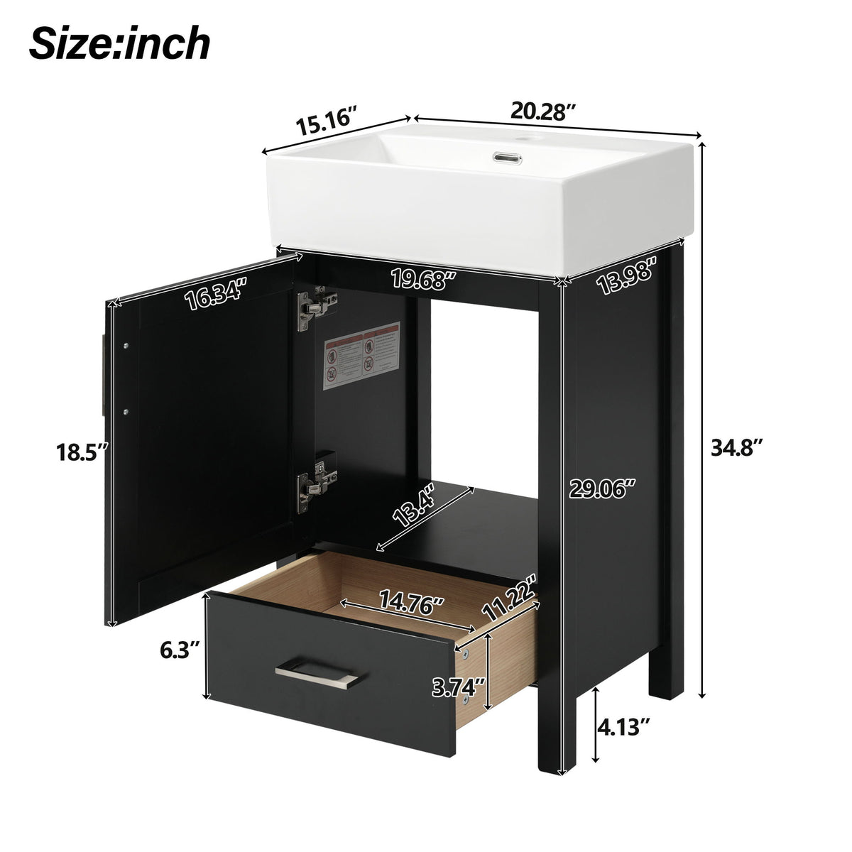 Bathroom Vanity With Sink, Frame And Drawer