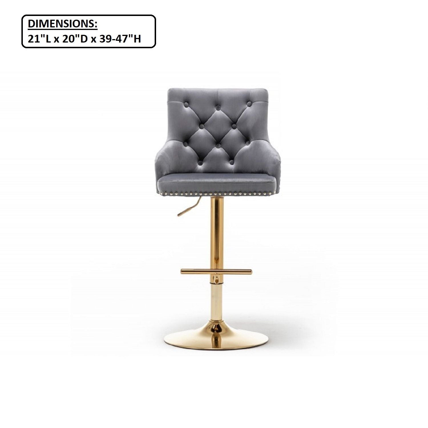 Adjustable Swivel Bar Stool With Nailhead Trim (Set of 2)