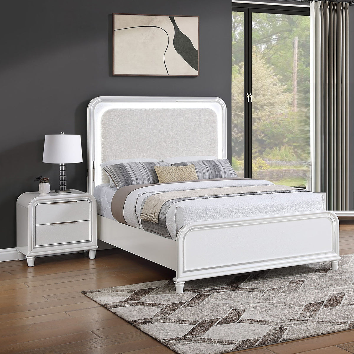 Bedroom Sets With LED Lights And Panel Headboard