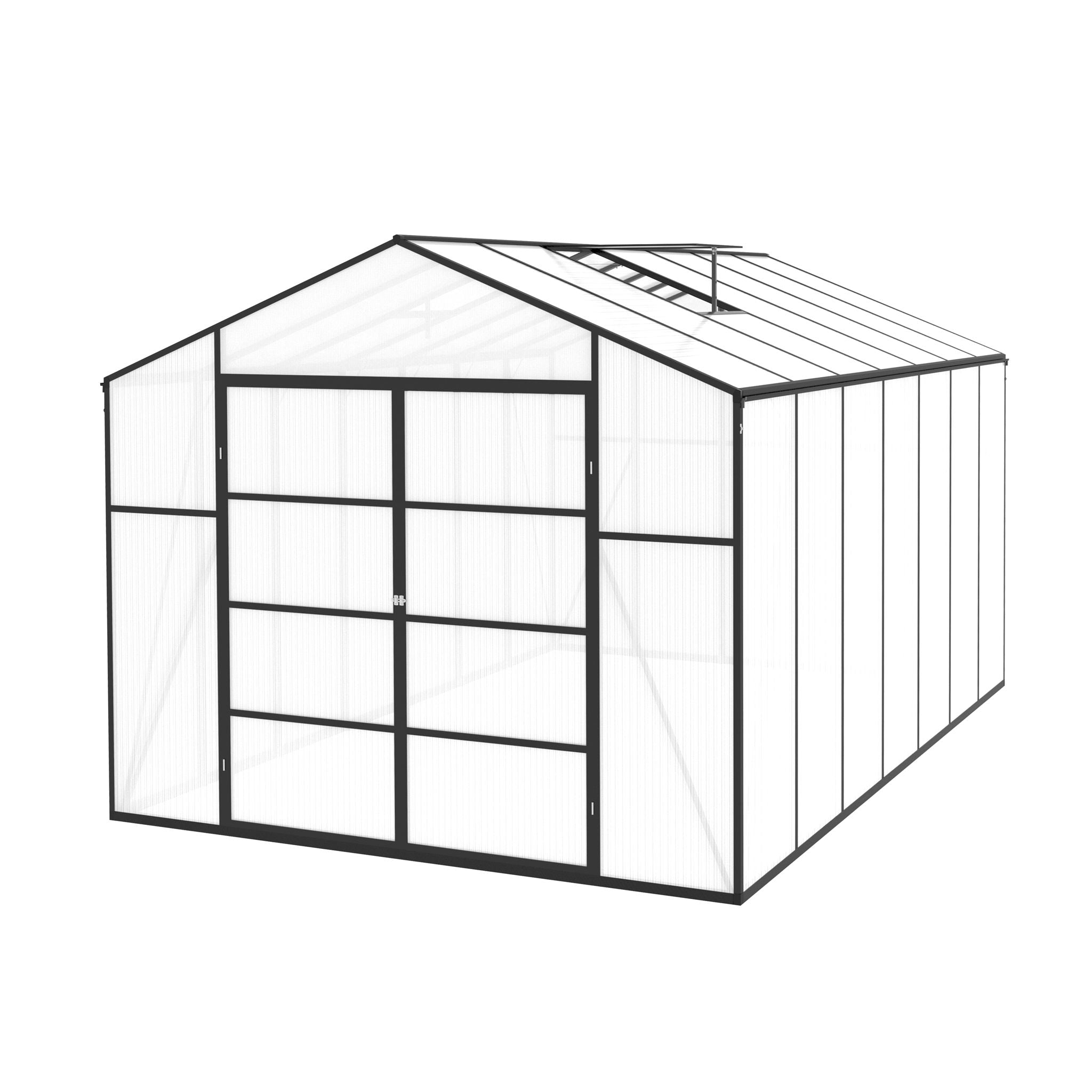 Gain Height Windproof Aluminum Greenhouse With Raised Base