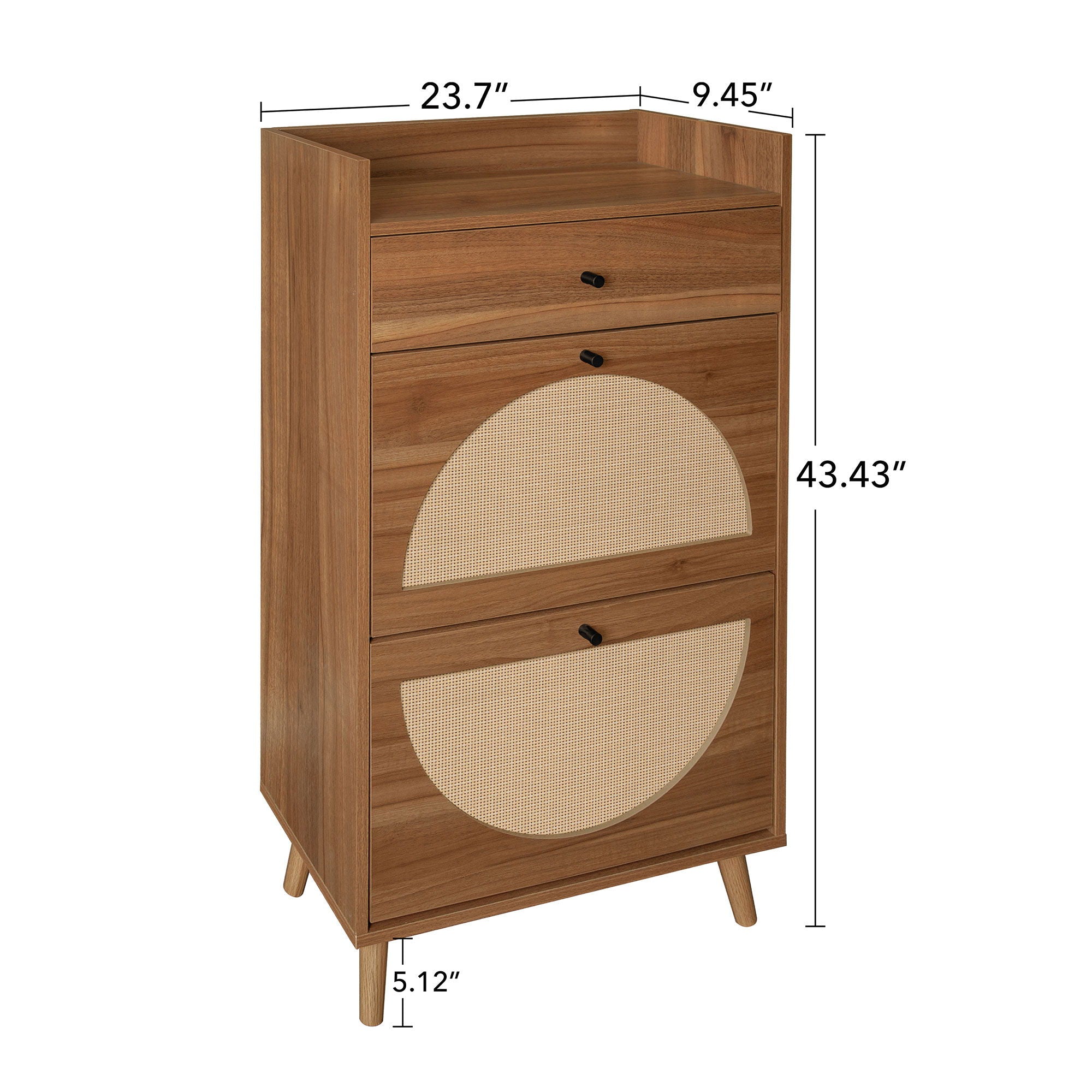 Allen - Rattan 2 Door 1 Drawer Cabinet Shoe Rack For Entrance