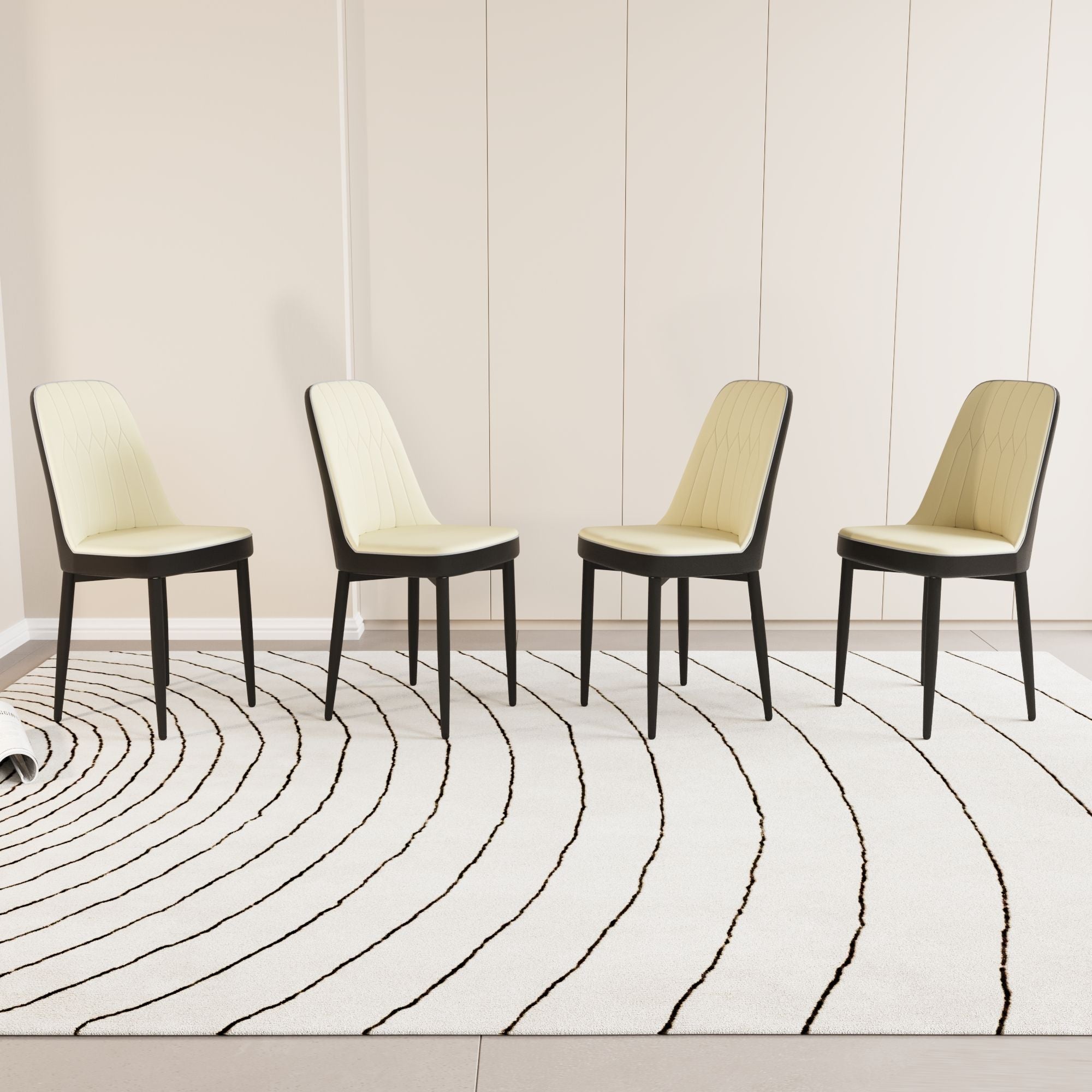 Modern Dining Chair With Cushions And Metal Legs