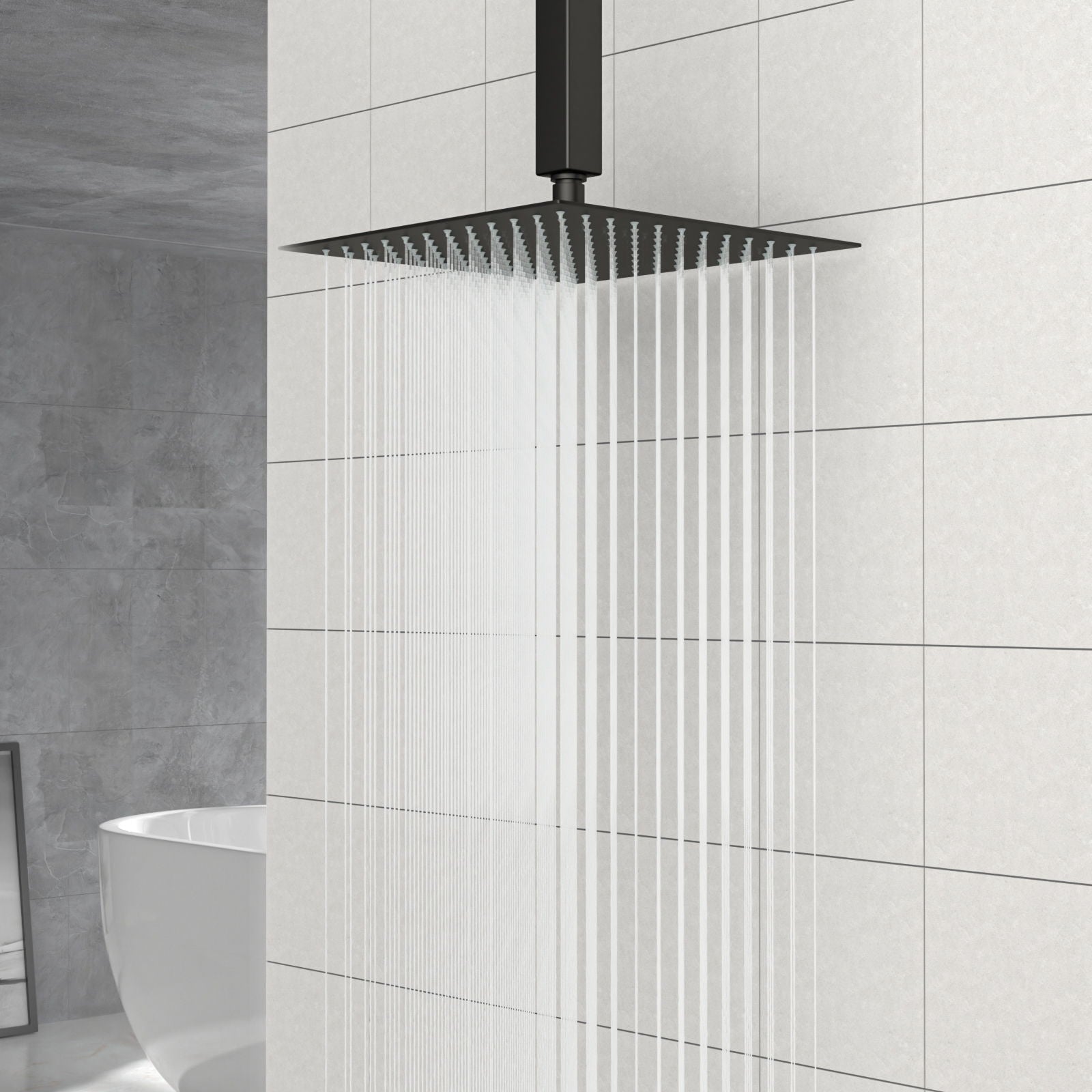 Modern 10" Square Rainfall Shower Head & Stainless Steel Wall Or Ceiling Mount Luxury Spa Shower Panel