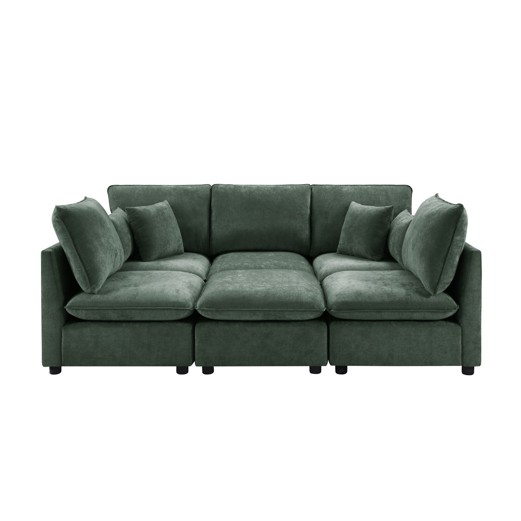 Modern Sectional Sofa U-Shaped With Movable Ottoman Storage Armrests And USB Ports