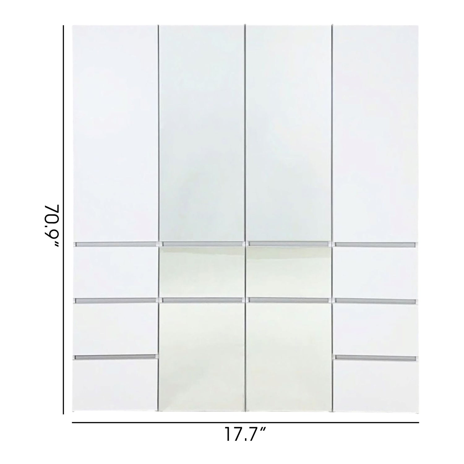 Elise - Modular Wood Closet System With Mirror In Durable Melamine And Wood Customizable Storage - White