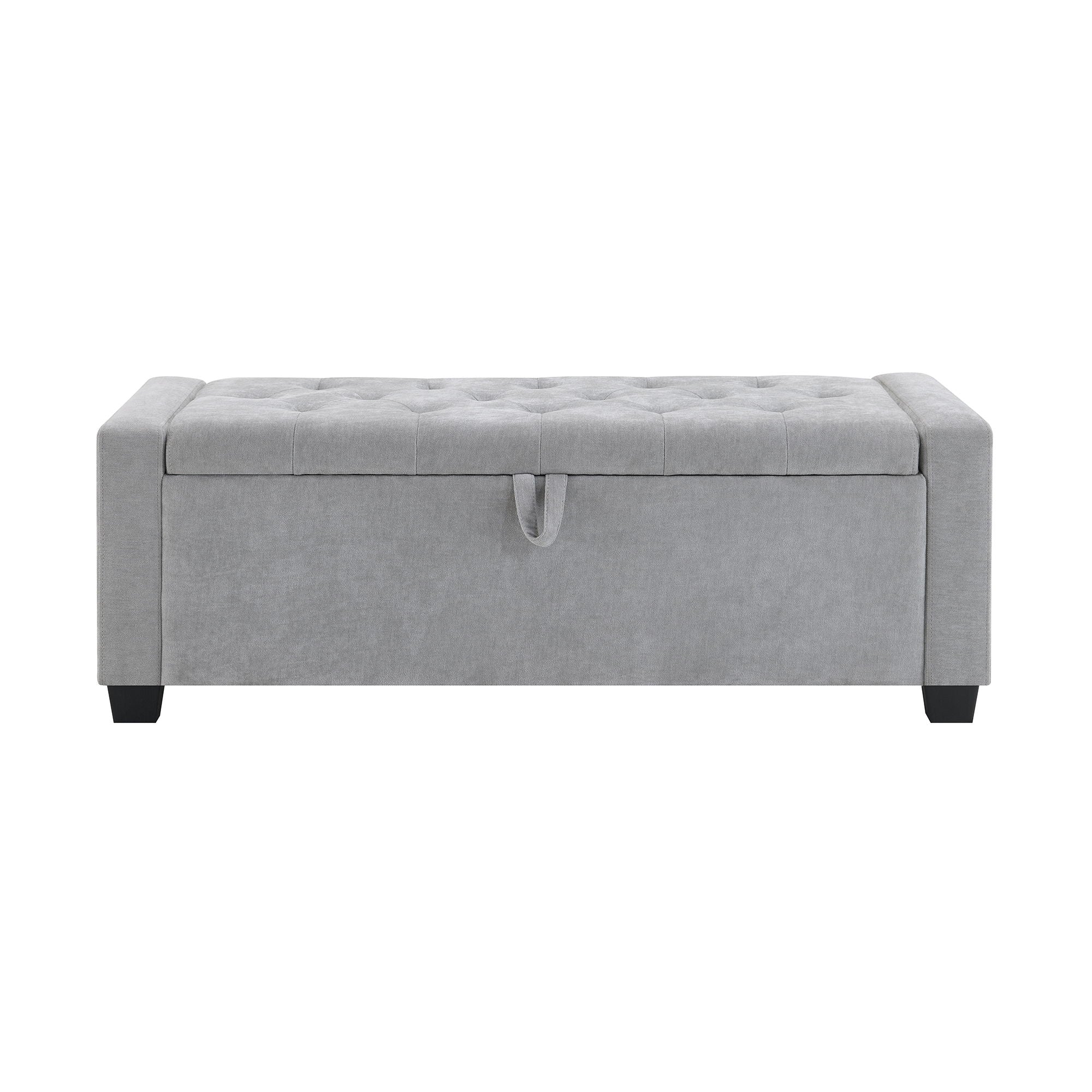 Upholstered Storage Ottoman Bench With Button Tufting And Safety Hinge