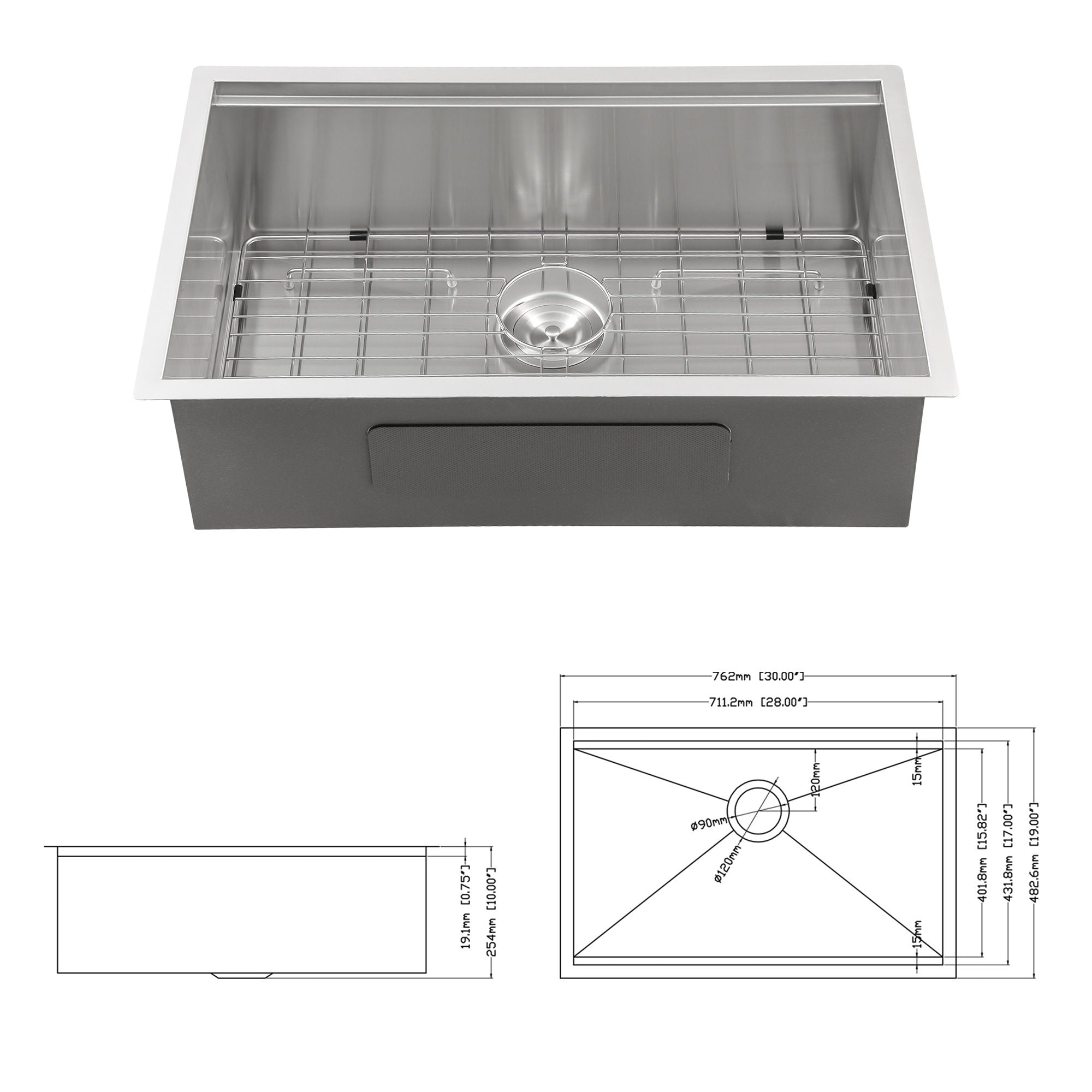 Single Bowl, Undermount Workstation, Kitchen Sink With Accessories